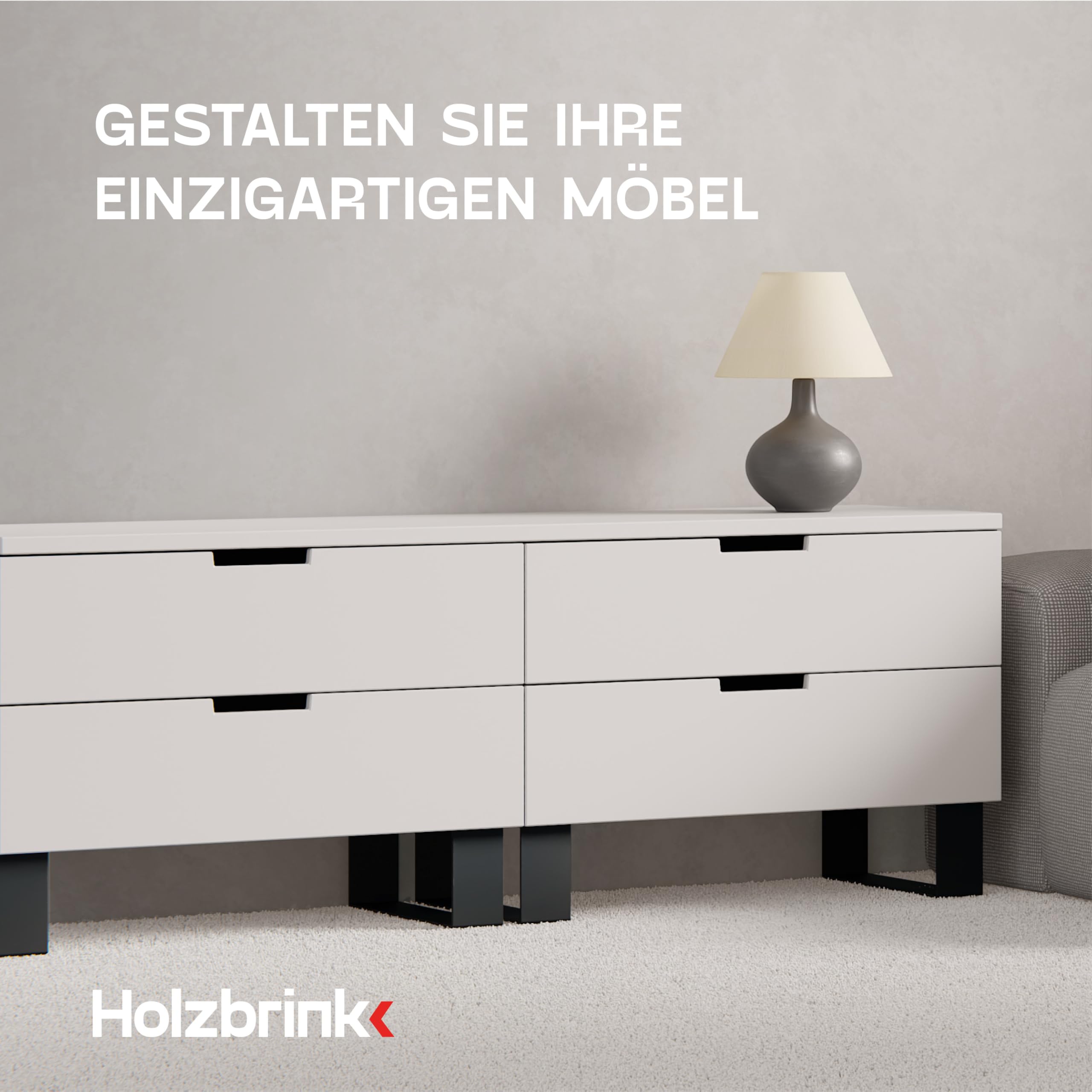 HOLZBRINK Tischbeine Metall Schwarz 1 Stück | Tischkufen/Tischgestell für Couchtisch, Esstisch, Schreibtisch, Sitzbank | Möbelfüße Size: 37x15cm