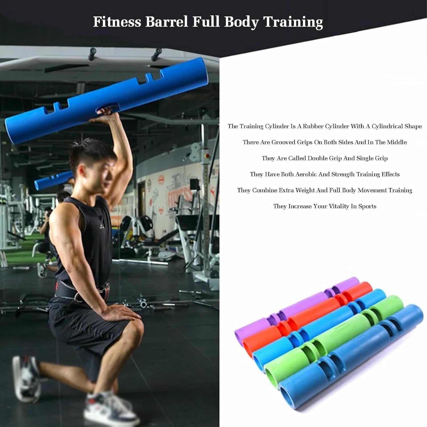 20kg Weight-Bearing Strength Training Bucket,Comfort Grip Fitness Barre,Yoga Strength Training Cylinder Yoga Column,for Loaded Movements in The Home Gym