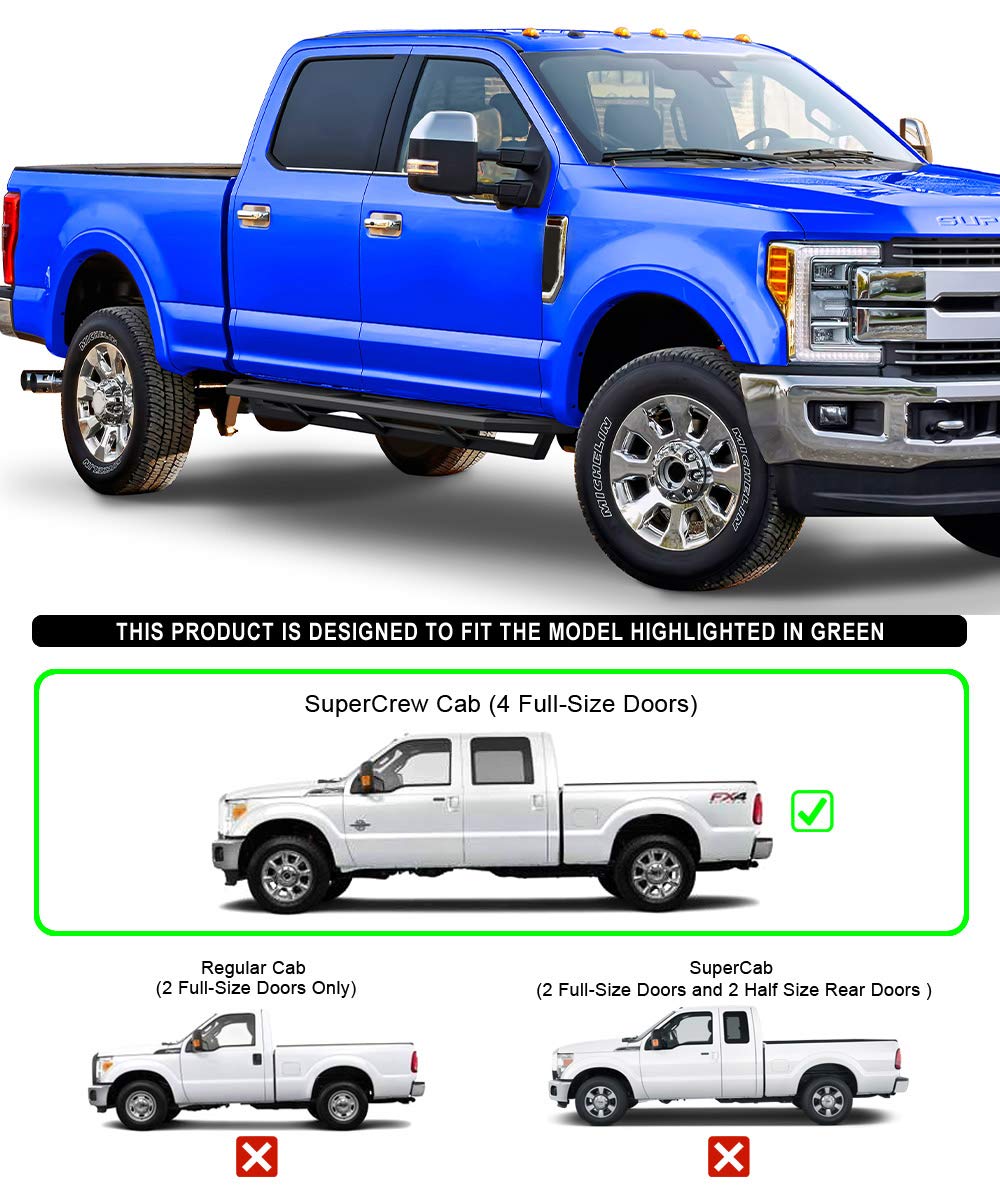 APS 6.5in Side Armor 304 Stainless Steel Running Boards Compatible with Ford F250 F350 Super Duty 1999-2016 Crew Cab (Nerf Bars Side Steps Side Bars)