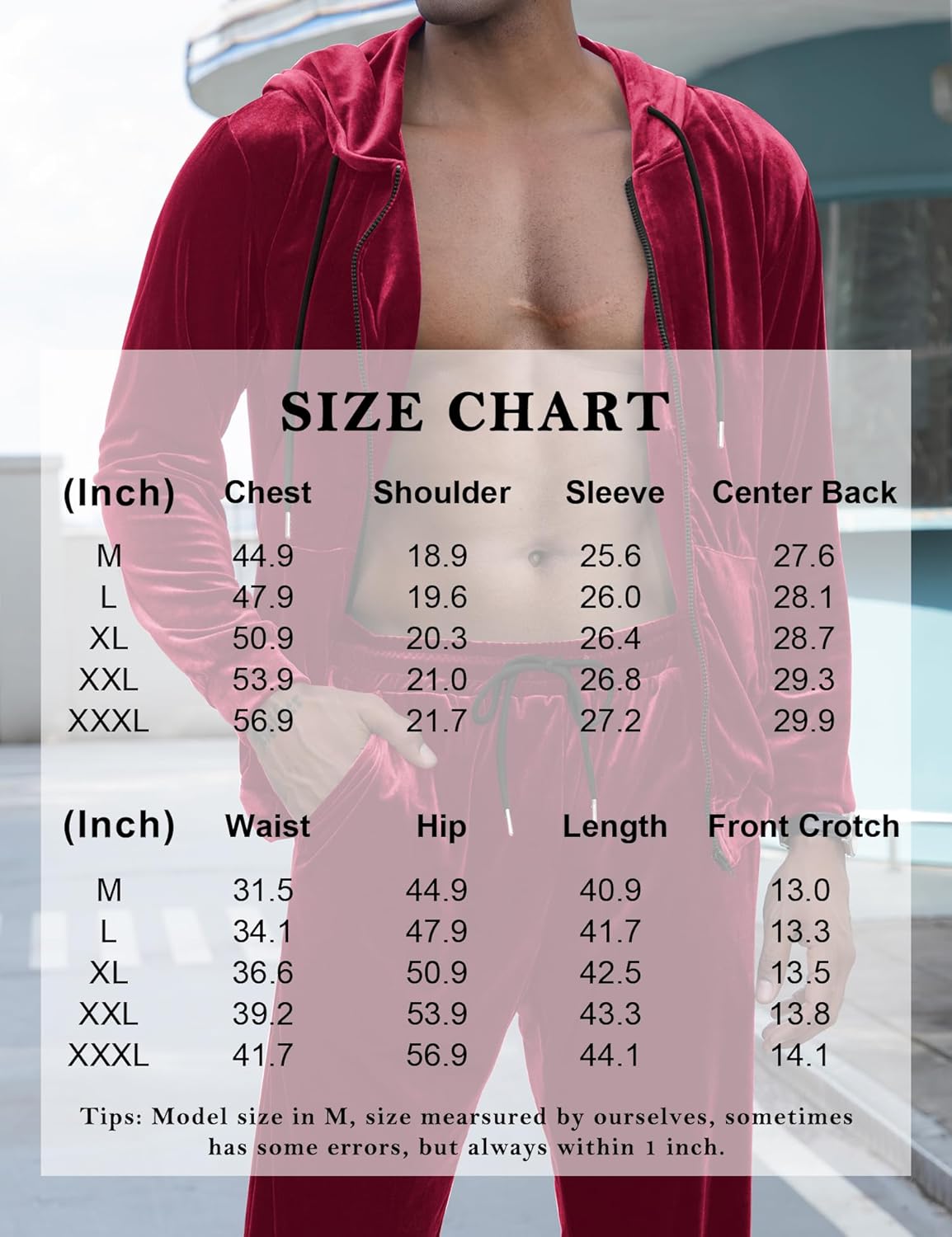 LecGee Mens Tracksuit Long Sleeve Full Zip Velour Hoodie Jacket Jogger Sweatpants Casual Velvet Sweatsuits Set M-3XL - Image 7