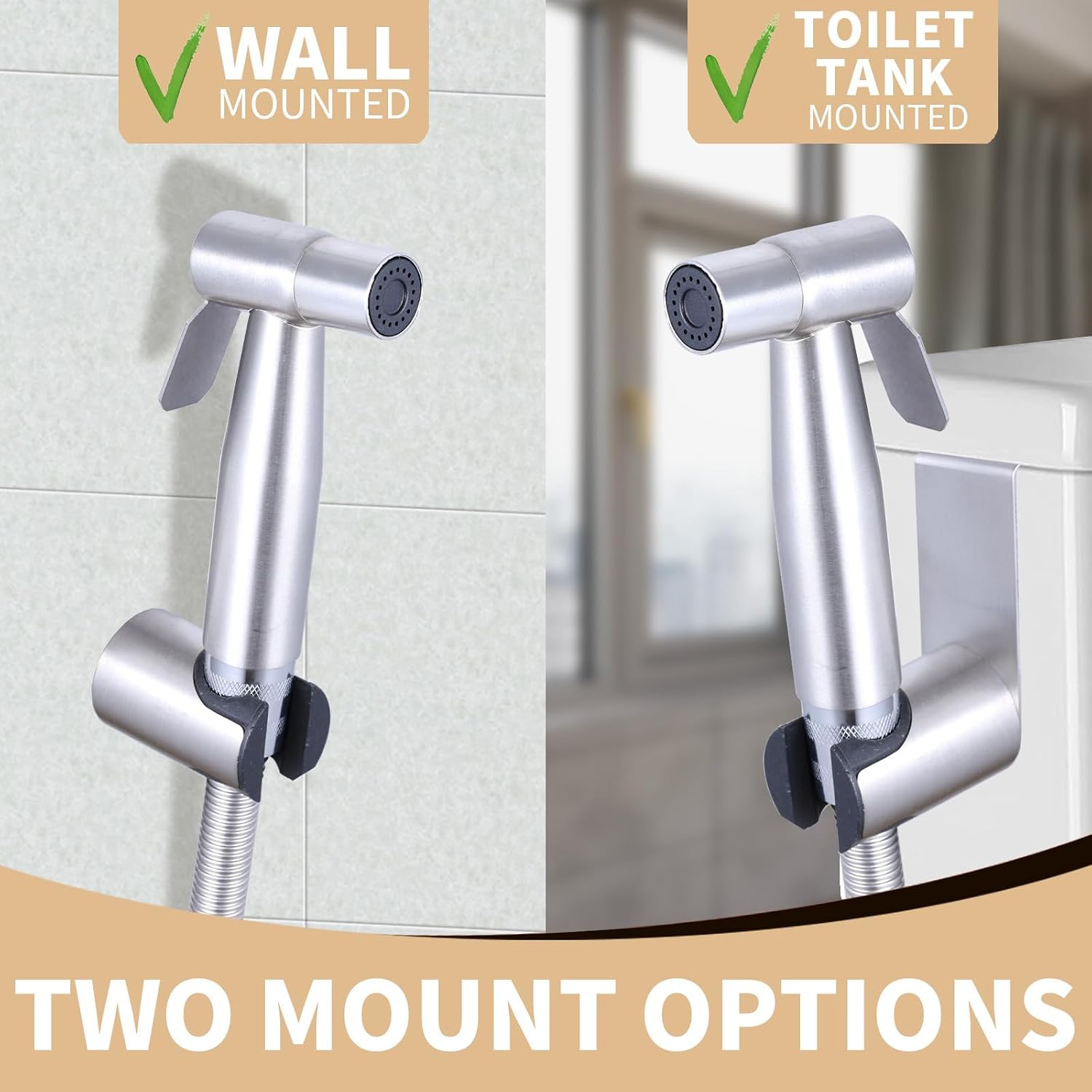 Handheld Bidet Sprayer for Toilet, Premium Jet Spray for Toilet with Adjustable Water Pressure, Muslim Shower for Personal Hygiene(Silvery)