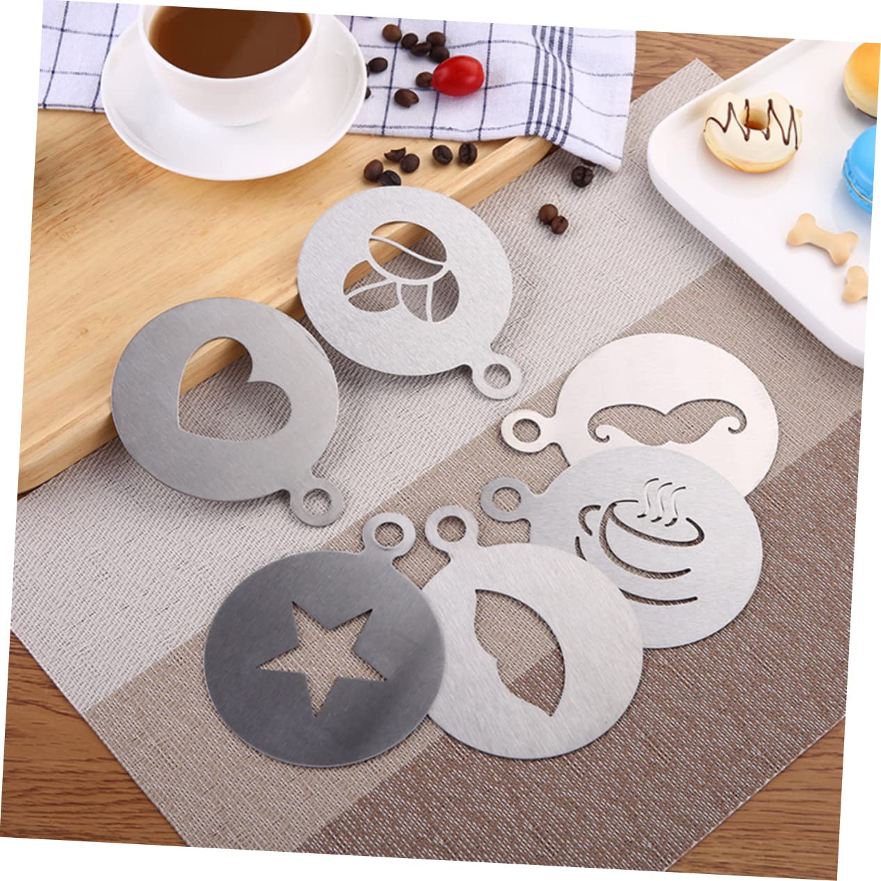 SHOWERORO Stainless Steel Coffee Decorating Stencils Star Template for Latte Art Cakes and Birthday Cakes Versatile Stencils for Coffee Art and Cake Decorating