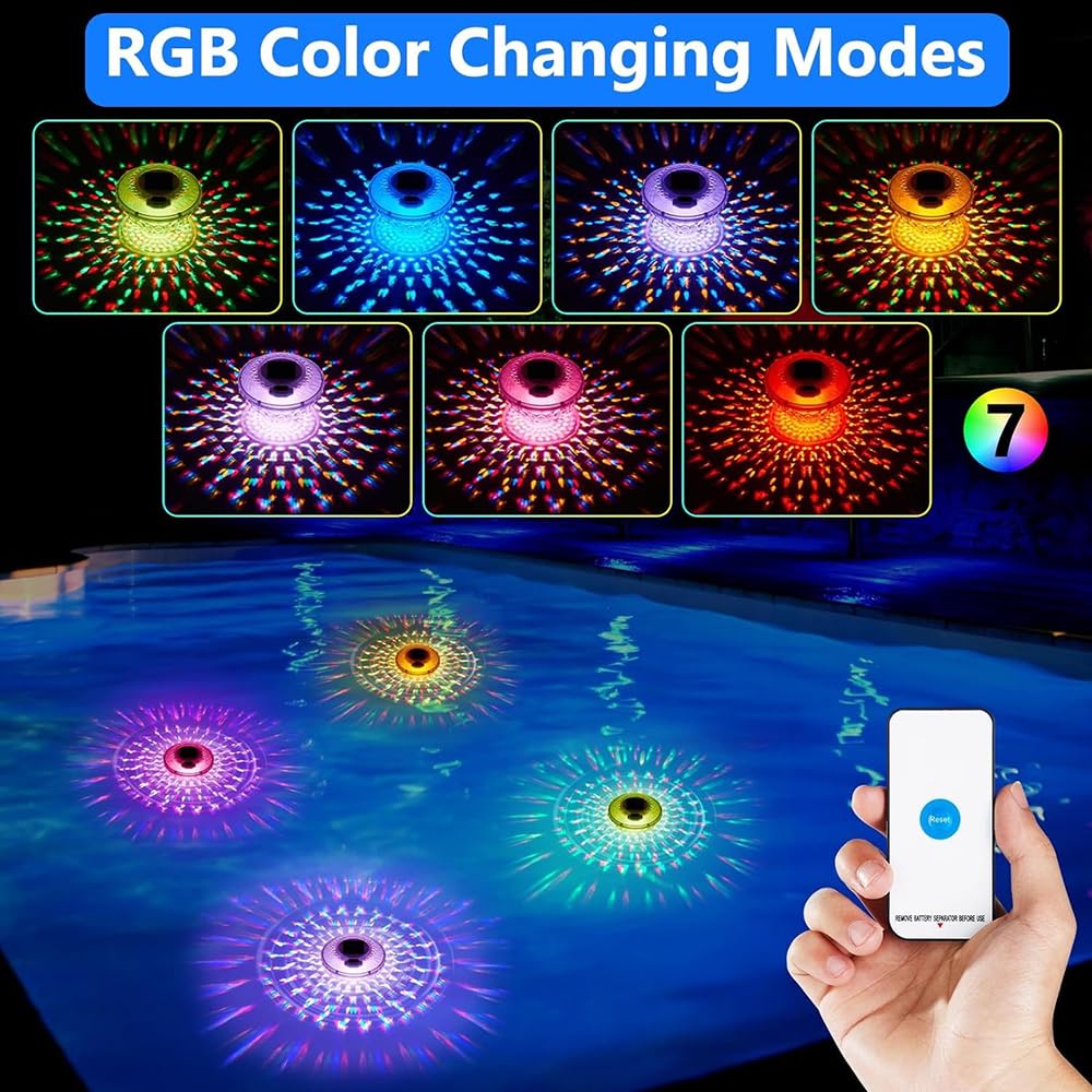 Flotador dosificador para piscina, flotante para tabletas de cloro, dosificador para piscina con iluminación LED solar, liberación ajustable y fácil apertura, luz RGB para piscina, lámpara