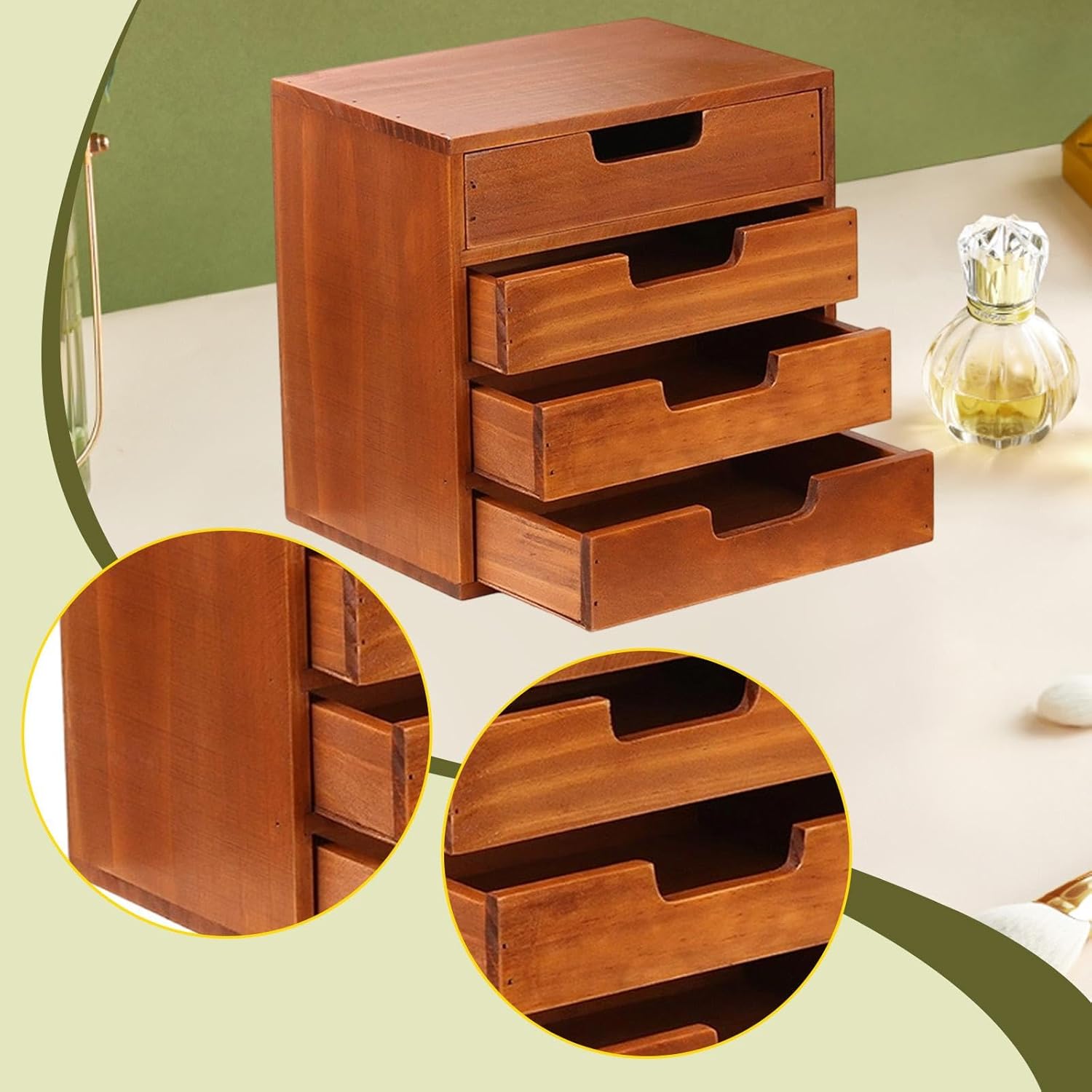 MERIGLARE デスクオーガナイザー 引き出し カウンタートップオーガナイザー 木製 ヴィンテージ 多用途 エグゼクティブオフィ