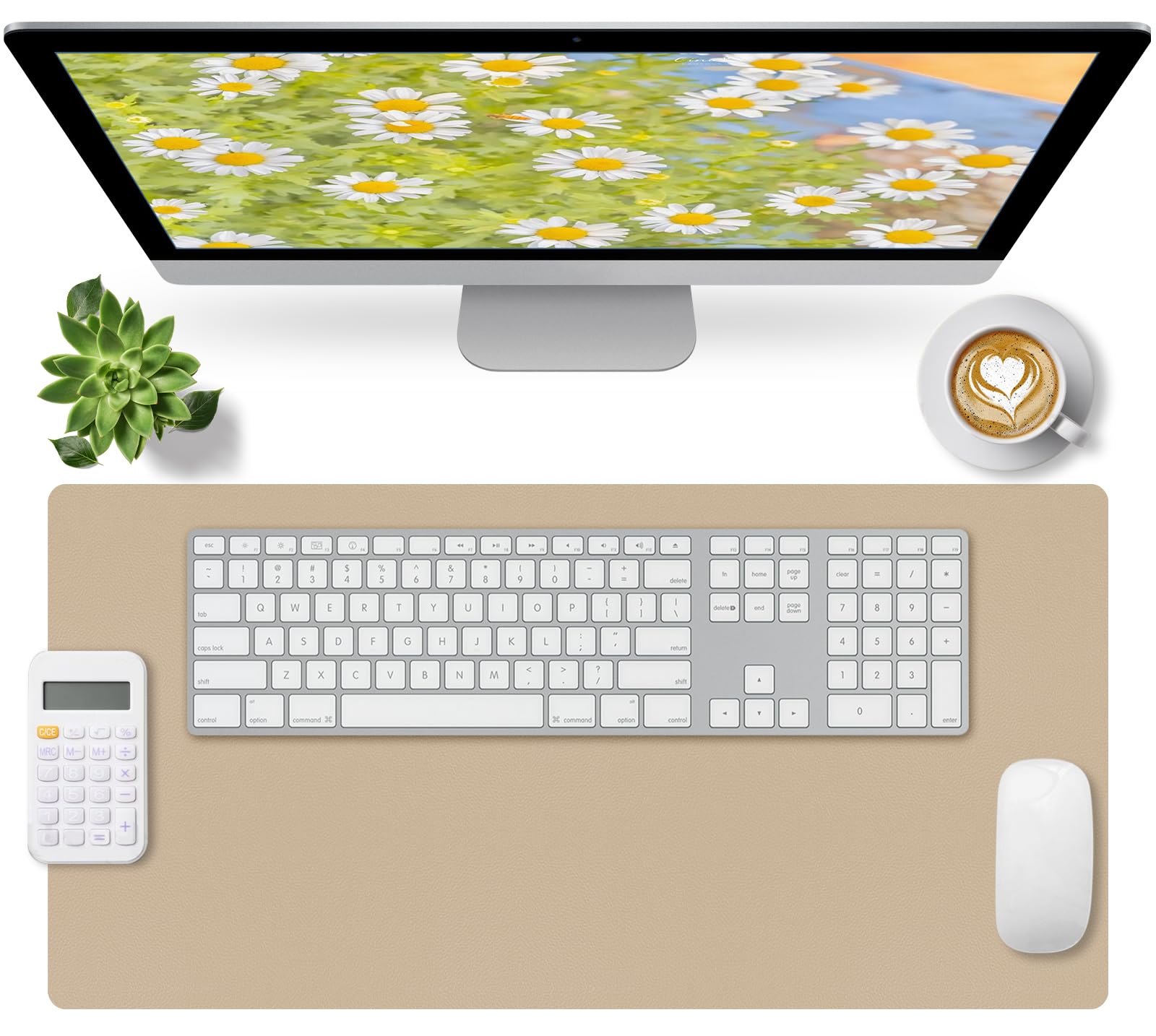 Bloss Beige Desk Mat, Desk Matt for Desktop, Large Leather Desk Pad, Desk Pad Mat Waterproof, Computer Mat for Office Work/Home/Decor/Desk Protector(23.6 x 13.8 Inches)