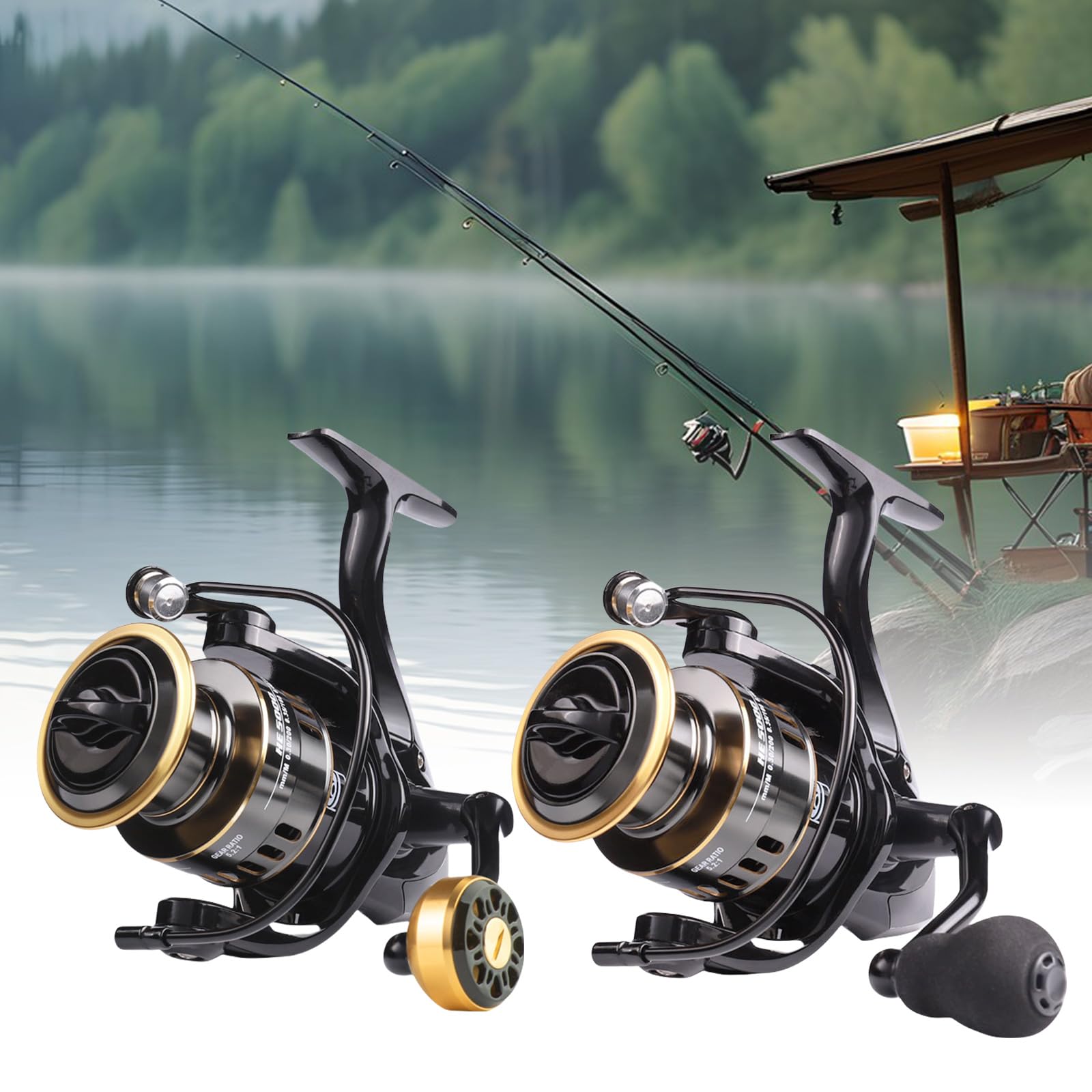 Mulinello 22LBs Drag HE1000-7000 - Mulinello professionale per pesca alla carpa, rapporto di trasmissione 5, 2:1, pesca Sea Tackle