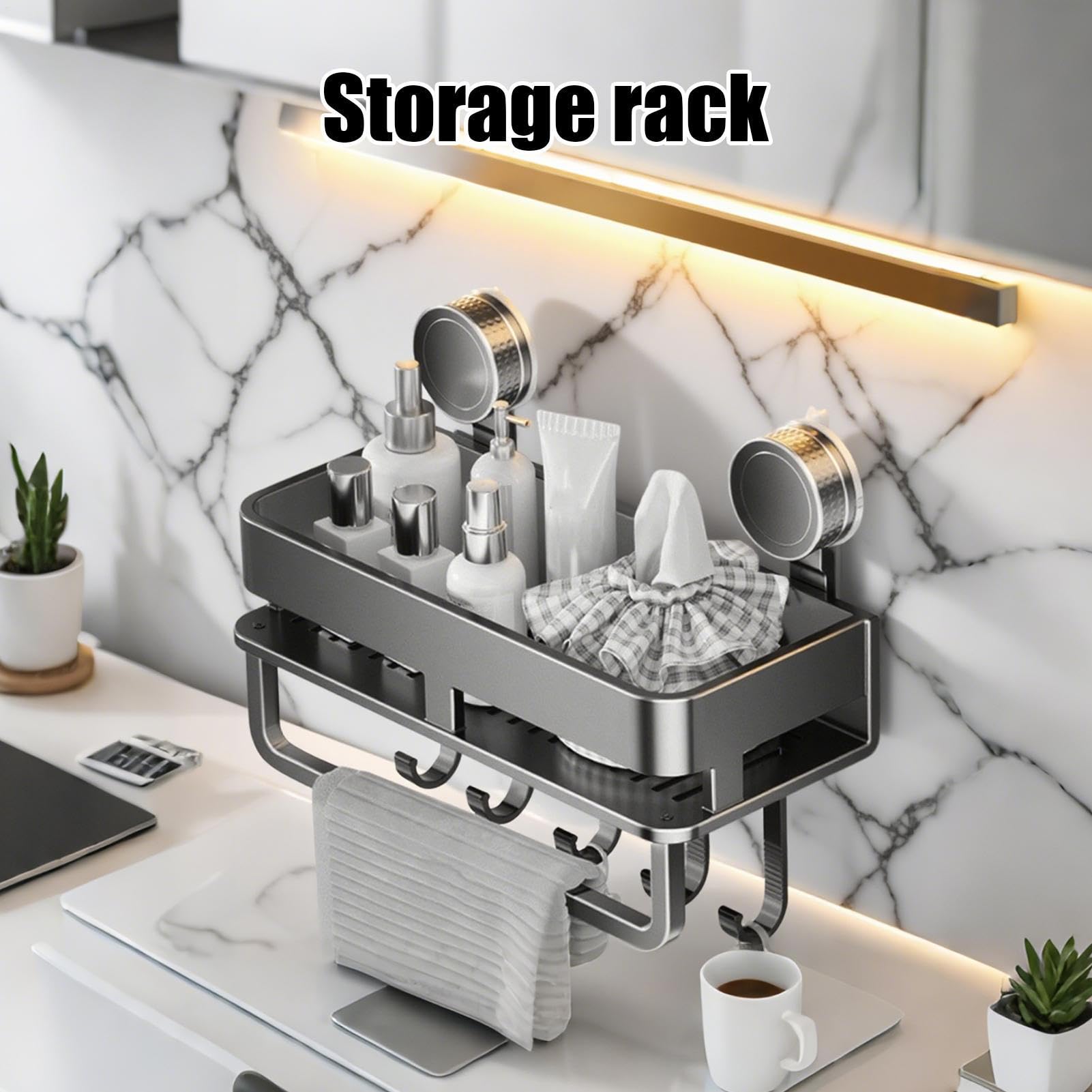 Contenitore per condimenti, organizer per condimenti da cucina, con ventosa, con 5 ganci, gadget da cucina per piastrelle, vetro, metallo, marmo, dispensa, soggiorno, appartamento,