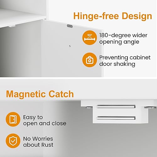 Miniatura 7 de RoyalCraft Juego de 2 mesas auxiliares, mesita de noche con estante de almacenamiento y puerta, mesa auxiliar de imitación de dos cajones, mesa