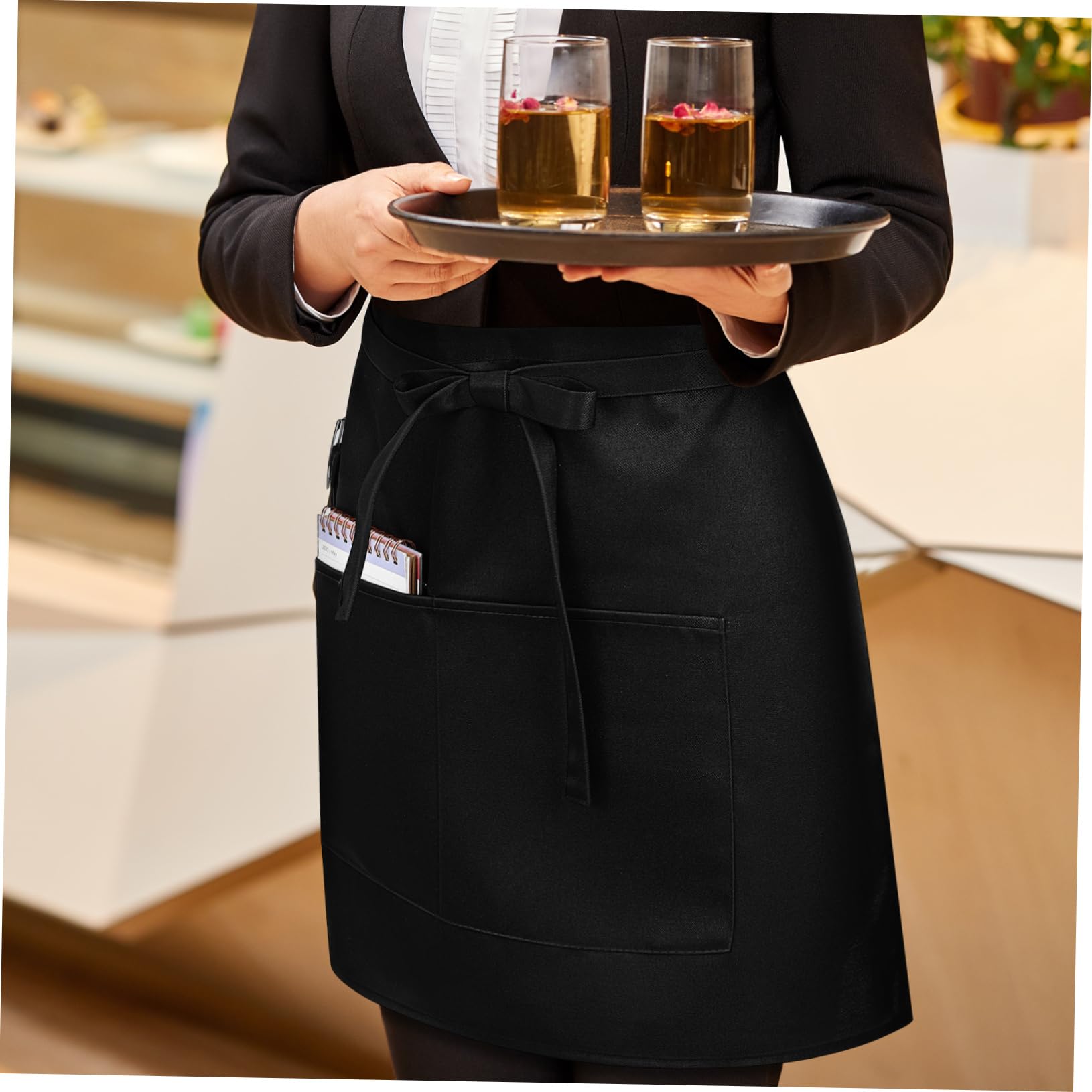 4pezzi Grembiuli Da Lavoro Per Camerieri Grembiuli Mezza Bistro Regolabili e Portatili Con Tasche Per Ristoratori e Personale Di Ristorazione