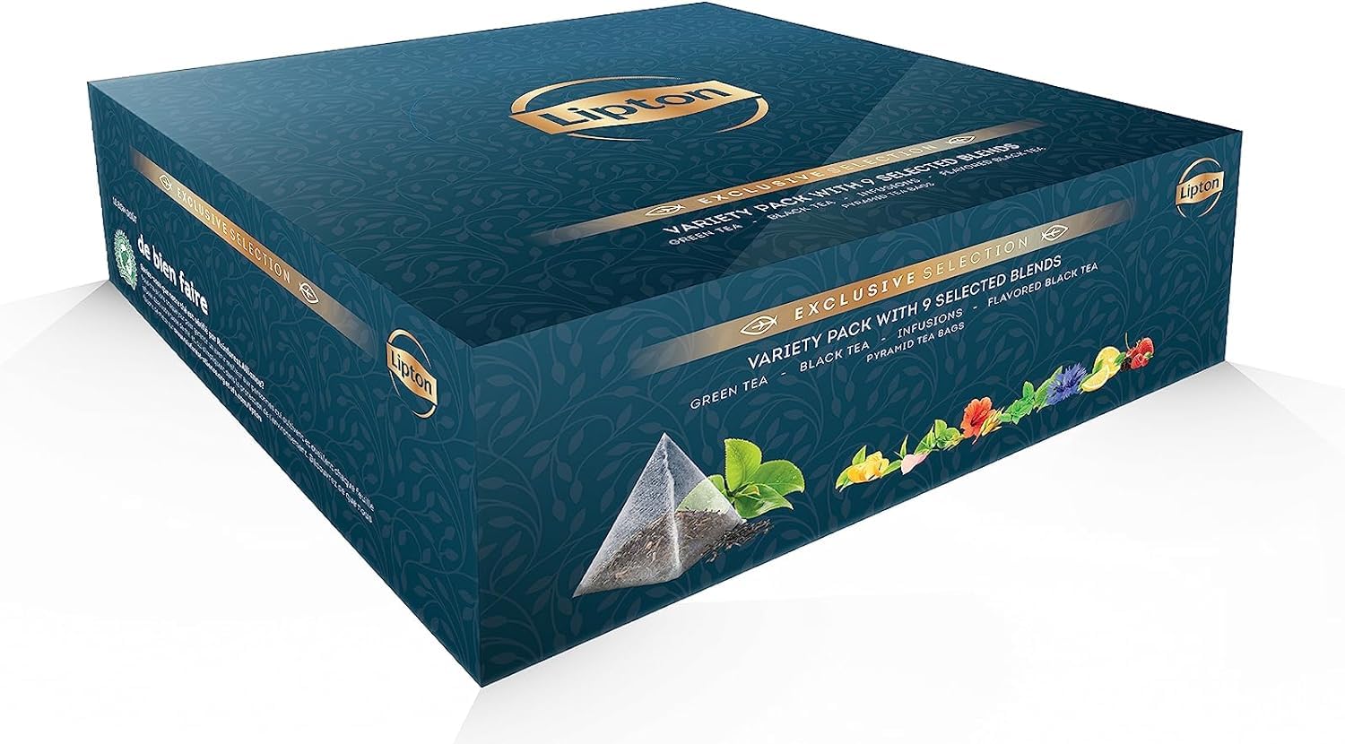 Lipton, Exclusive Collection, Coffret Thés et Infusions, 9 Goûts Différents, Vitalité, Certifié Rainforest Alliance, 108 Sachets Pyramide