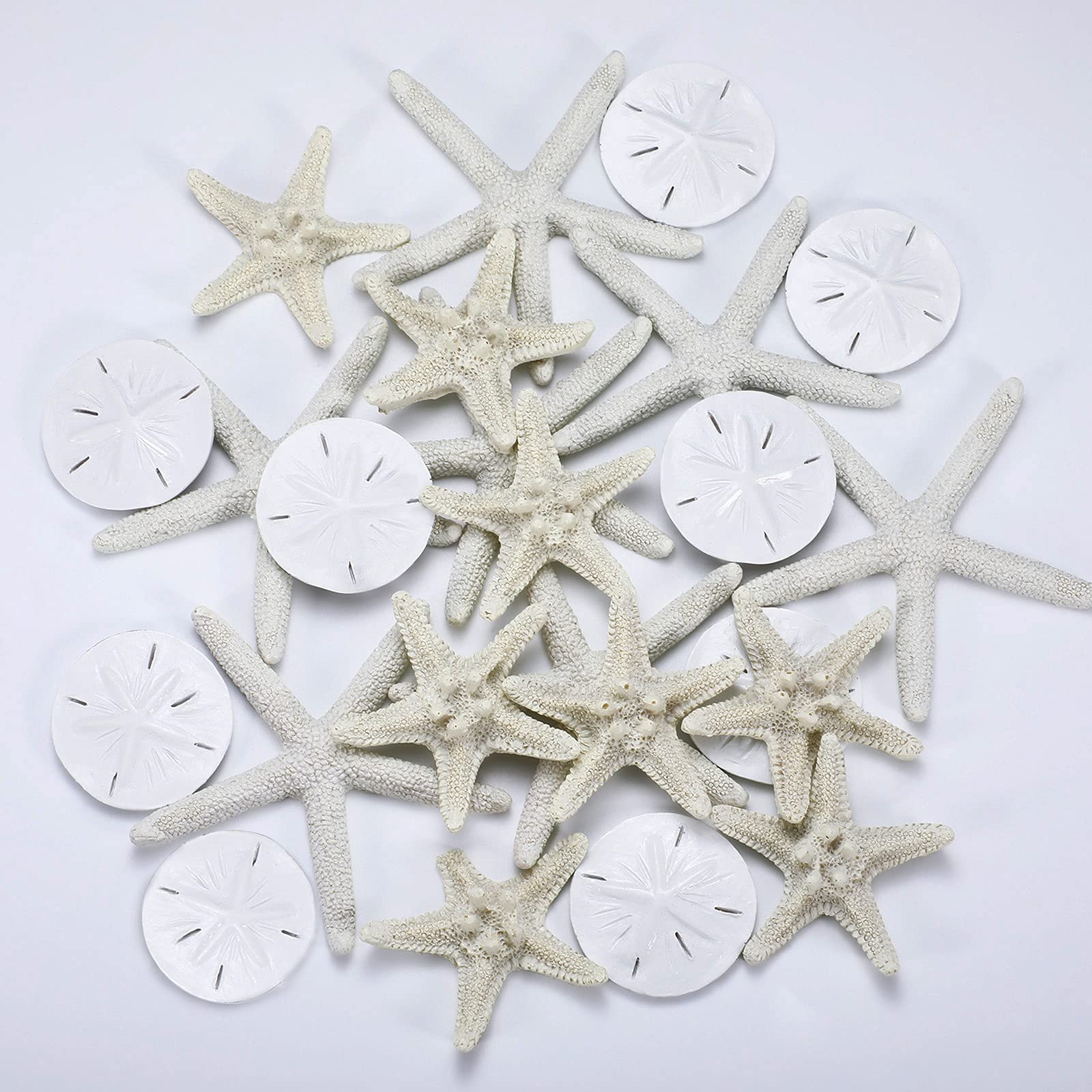 Jetec 24 Pieces Starfish Assorted 3.14 Inch Starfish for Crafts Sand Dollar Ornament White Resin Pencil Finger Starfish Wall Decor Beach Starfish Decor for Wedding Party Decor DIY Craft Supplies