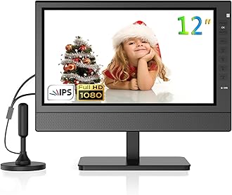 12 inch Small Portable TV Built in Digital Tuner, Flat Screen TV with Battery Powered for Kitchen, Bedroom, Camper
