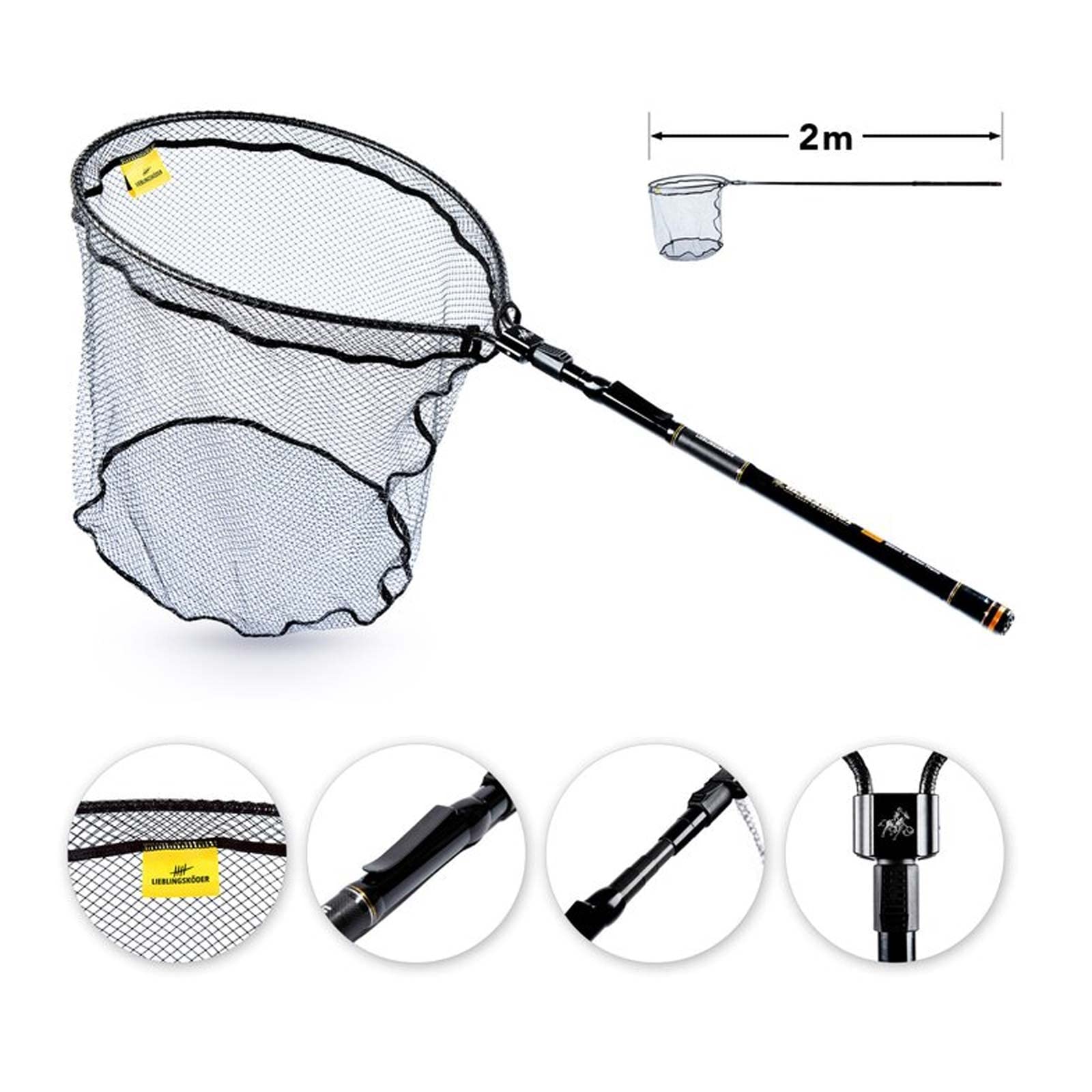 Lieblingsköder Barsch-Kescher Ultraboost 50x40cm - Unterfangkescher zum Spinnfischen, Raubfischkescher, Angelkescher