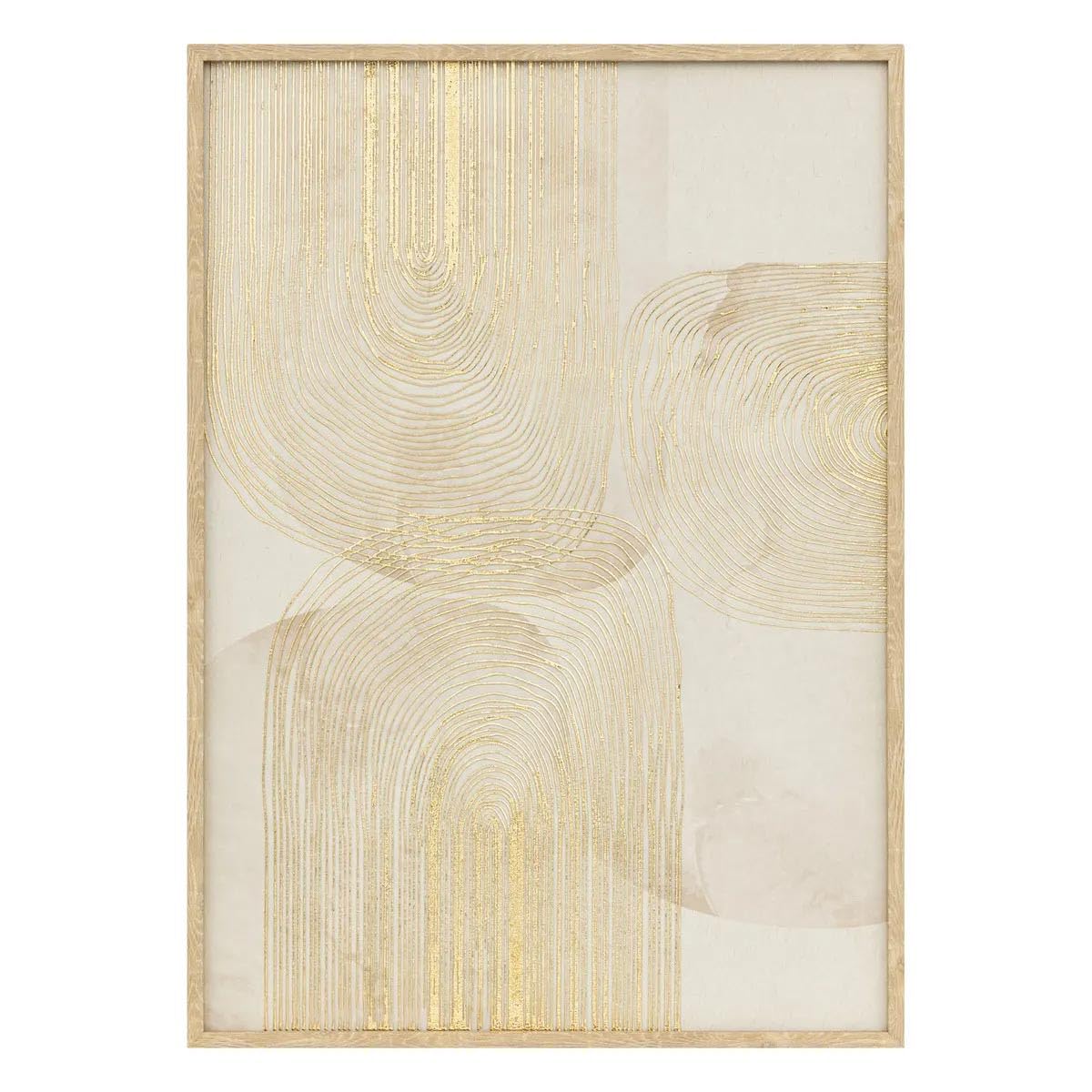 Atmosphera Créateur d'intérieur - Tableau Imprimé Déco Elin 50x70cm Beige & Doré