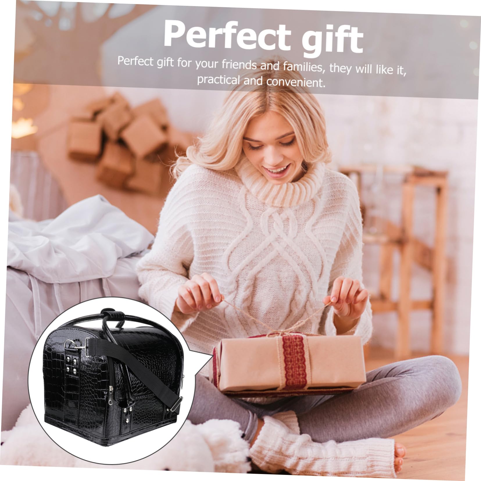 Healeved Beauty Case Per Il Trucco - Custodia in Pelle Pu Con Ruote Maniglia E Tracolla Capacità Per Viaggi O Casa