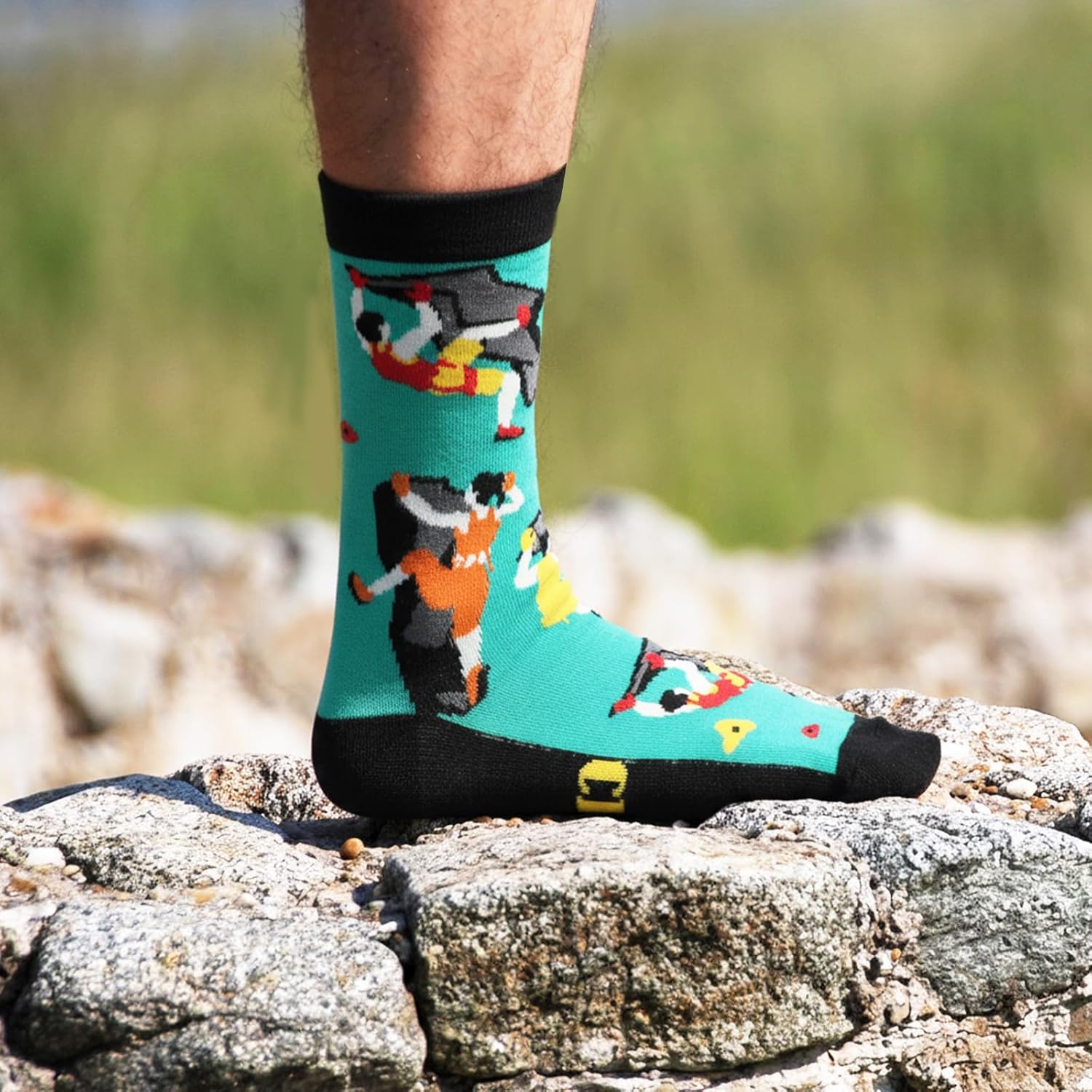 Bonuci 6 Pairs Rock Climbing Socks Novelty Rock Climbing Gifts Running Hunting Socks for Men Women Climbers Christmas - Image 3