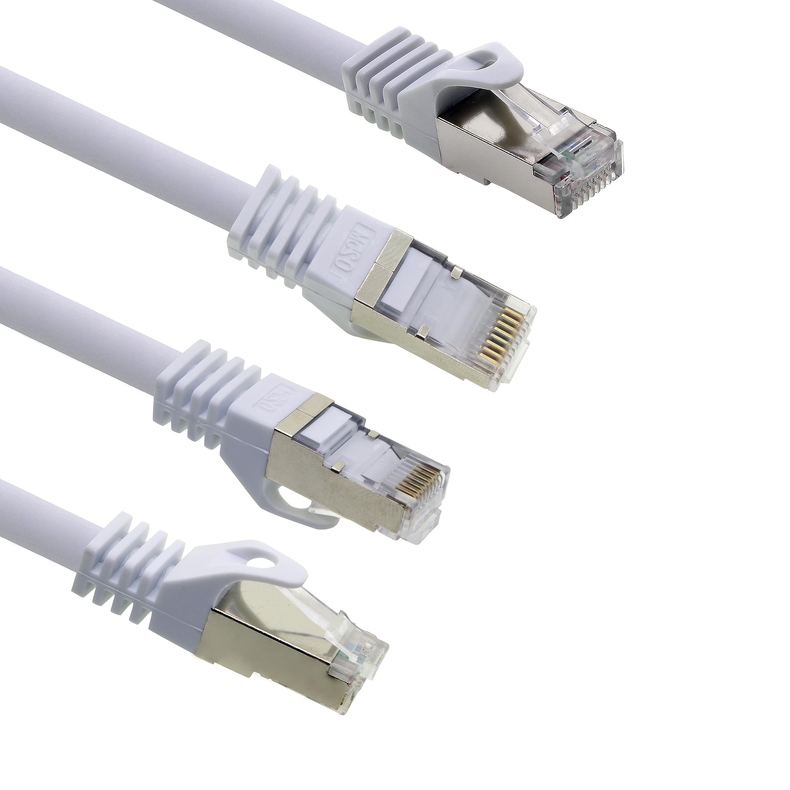 Cable LAN de 1 m, Cat7, color blanco, 10 unidades, Ethernet RJ45, 10 Gbps, SFTP, cable de conexión para router, módem, conmutador, PC, portátil, consola de juegos