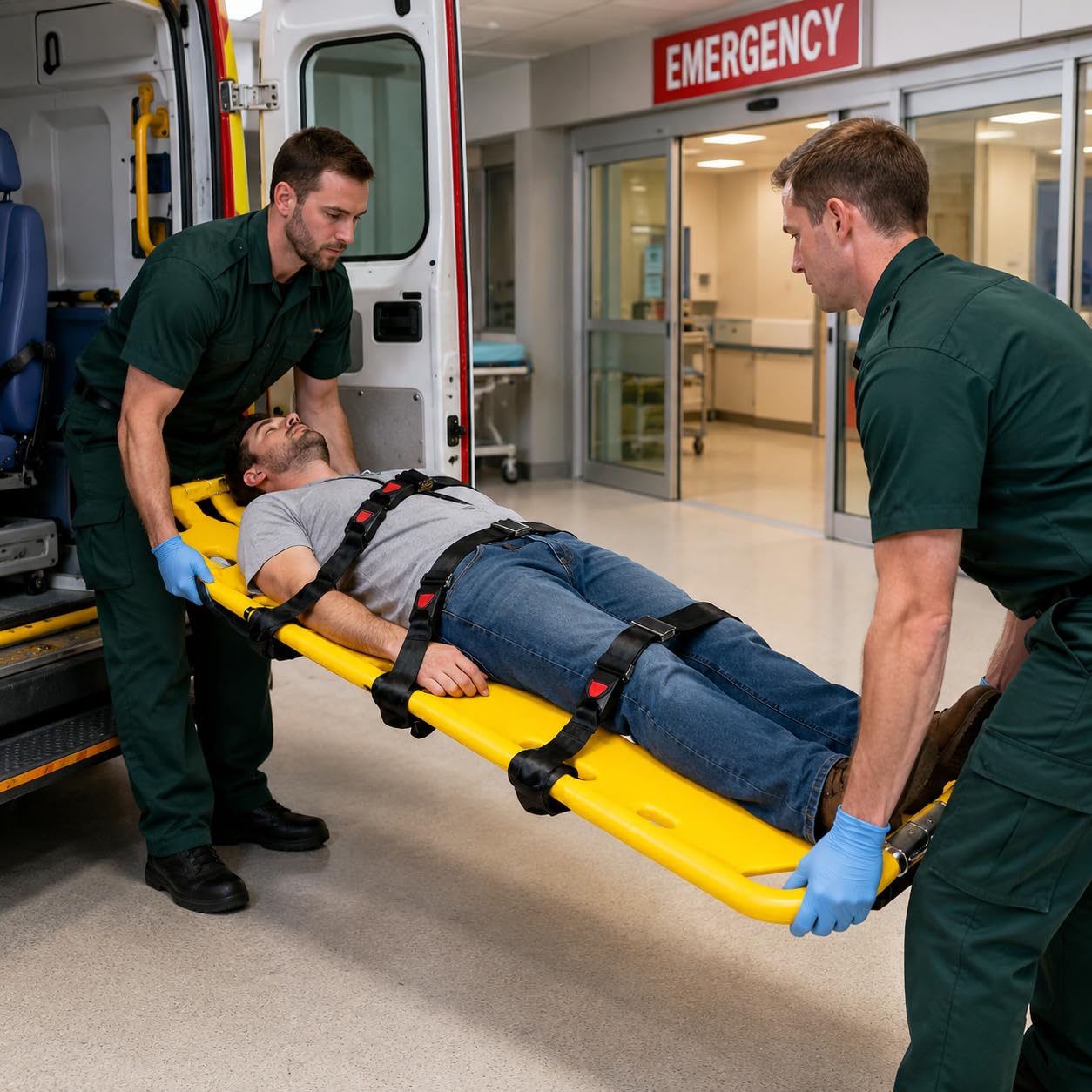Paletta pieghevole in plastica per trasporto paziente, lunghezza regolabile per ospedale, ambulanza, campo sportivo, uso domestico (attrezzatura di soccorso di emergenza)