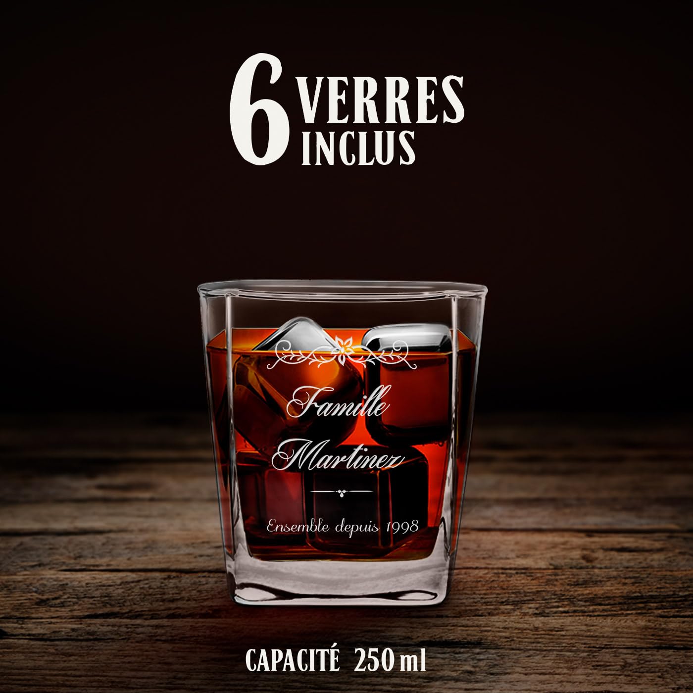 Maverton Carafe et 6 verres à whiskey avec gravure