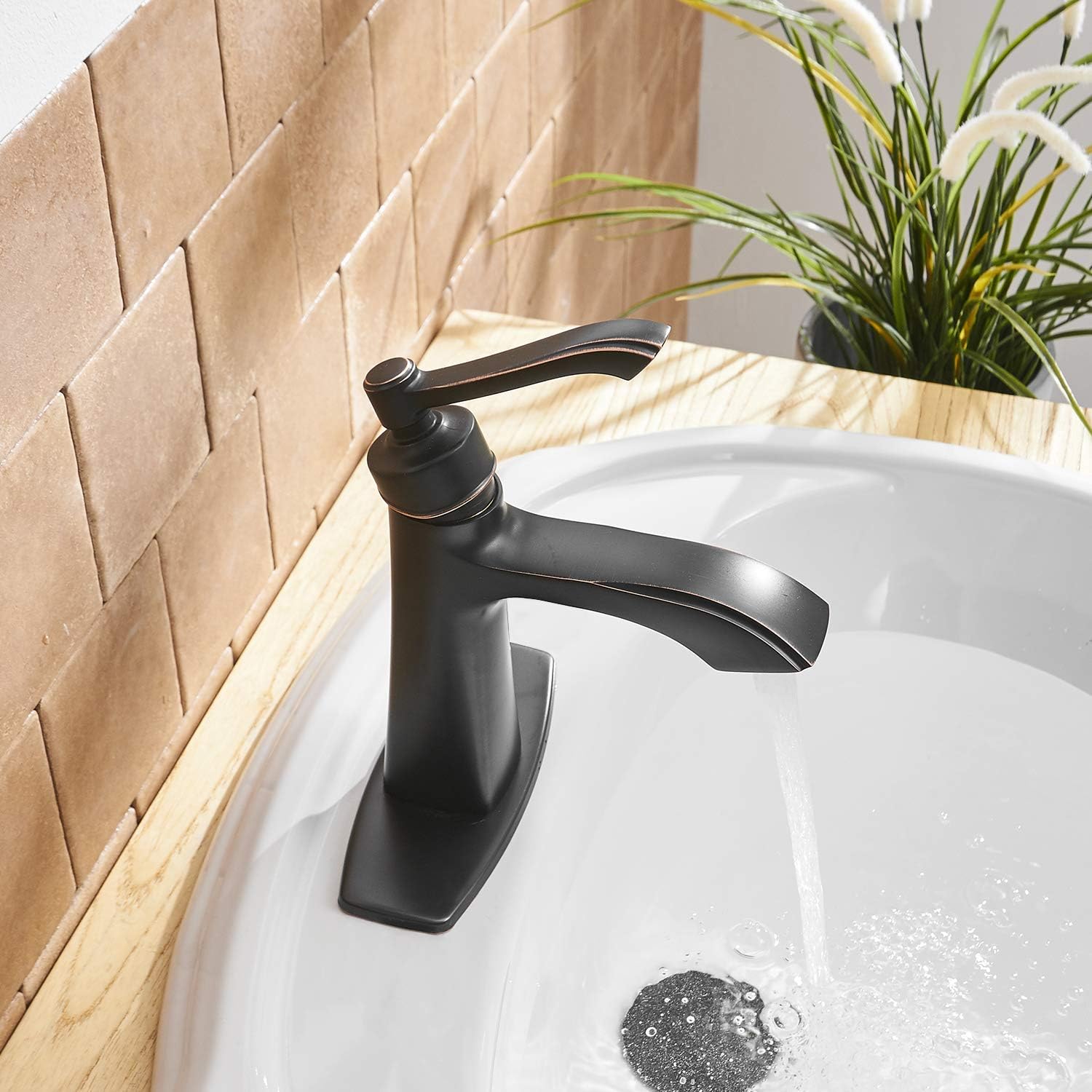 🔥 Cаѕhbасk uр tо 70% BWE Oil Rubbed Bronze Bathroom Faucet Single Hole Single Handle Bronze Bathroom Faucet Matching Pop Up Drain Stopper with Overflow and Supply Lines Bath Lavatory Mixer Tap Farmhouse