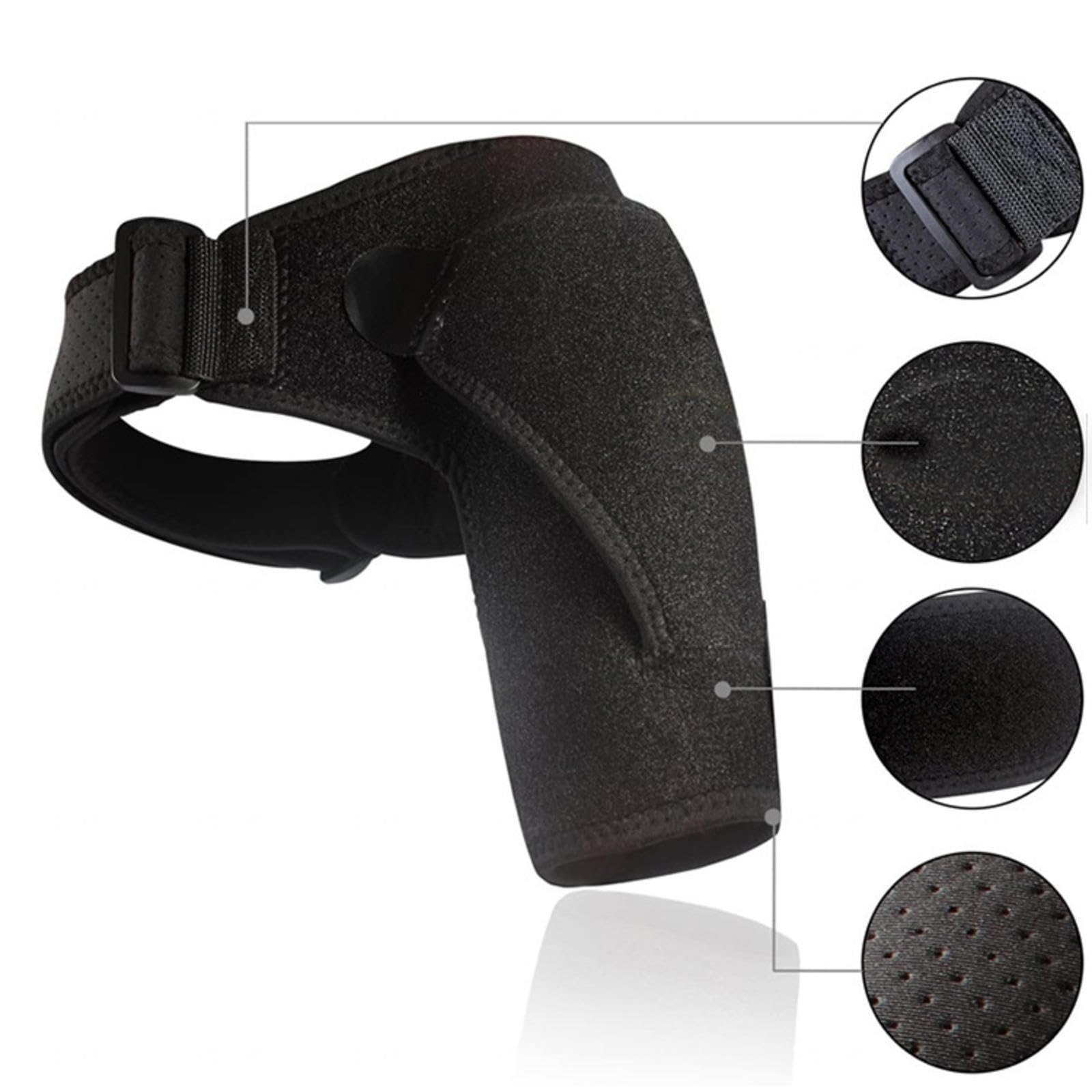 NIBHZ Tutore per La Spalla per Uomo Donna, Impacco di Ghiaccio per La Spalla, Supporto per La Spalla Avvolgere La Manica del Tutore, Cuscinetto Freddo o Riscaldante per Cuffia,Black-L