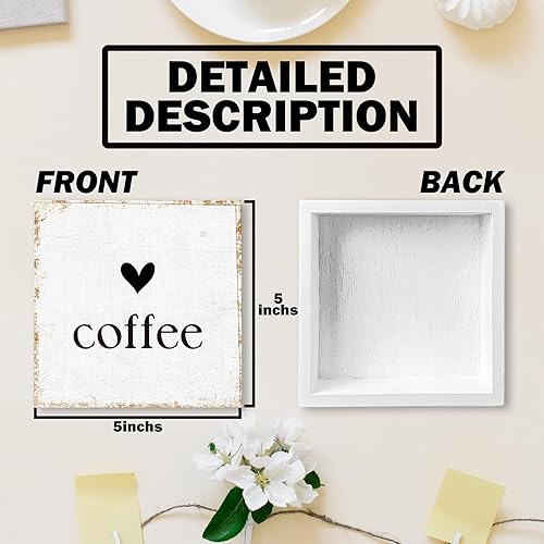 Miniatura 7 de Letreros de caja de madera de café para cafetería, decoración de cafetería, decoración retro de café para estación de café, decoración de letrero de