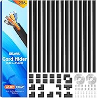 Vista 22 de Delamu Ocultador de cables, cubiertas para cables de 3 a 4 cables en la pared, gestión de cables grande para ocultar cables, fácil de instalar