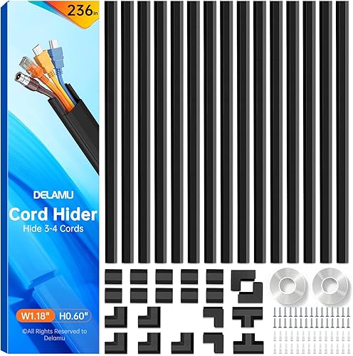 Miniatura 22 de Delamu Cubiertas de Cables para 3-4 Cables en la Pared, Ocultador de Cables de 254 pulgadas, Ocultador de Cables, Ocultador de Alambre Grande,