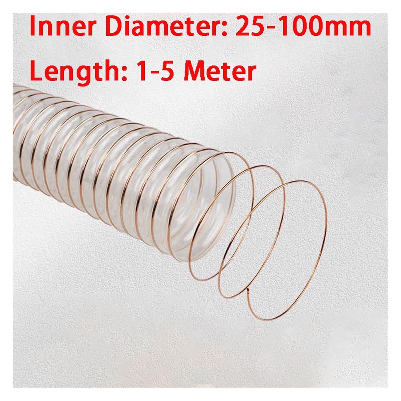 Flexible Aspiradora Limpieza Manguera Manguera de recolección de polvo de PVC transparente, diámetro interior de 20-100mm, 1 unidad, for uso con colectores con puertos, 1-5 metros(1 Meter,ID 100mm)
