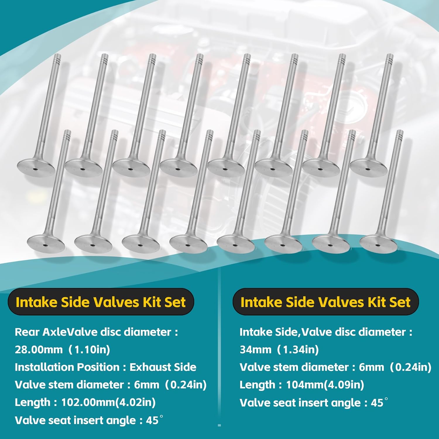 Intake Exhaust Valves Set Compatible with VW Beetle CC Compatible with Audi A3 A4 A5 A6 QUATTRO Q3 Q5 TT TTS 2.0T Replace for 06E109601E 06E109611H
