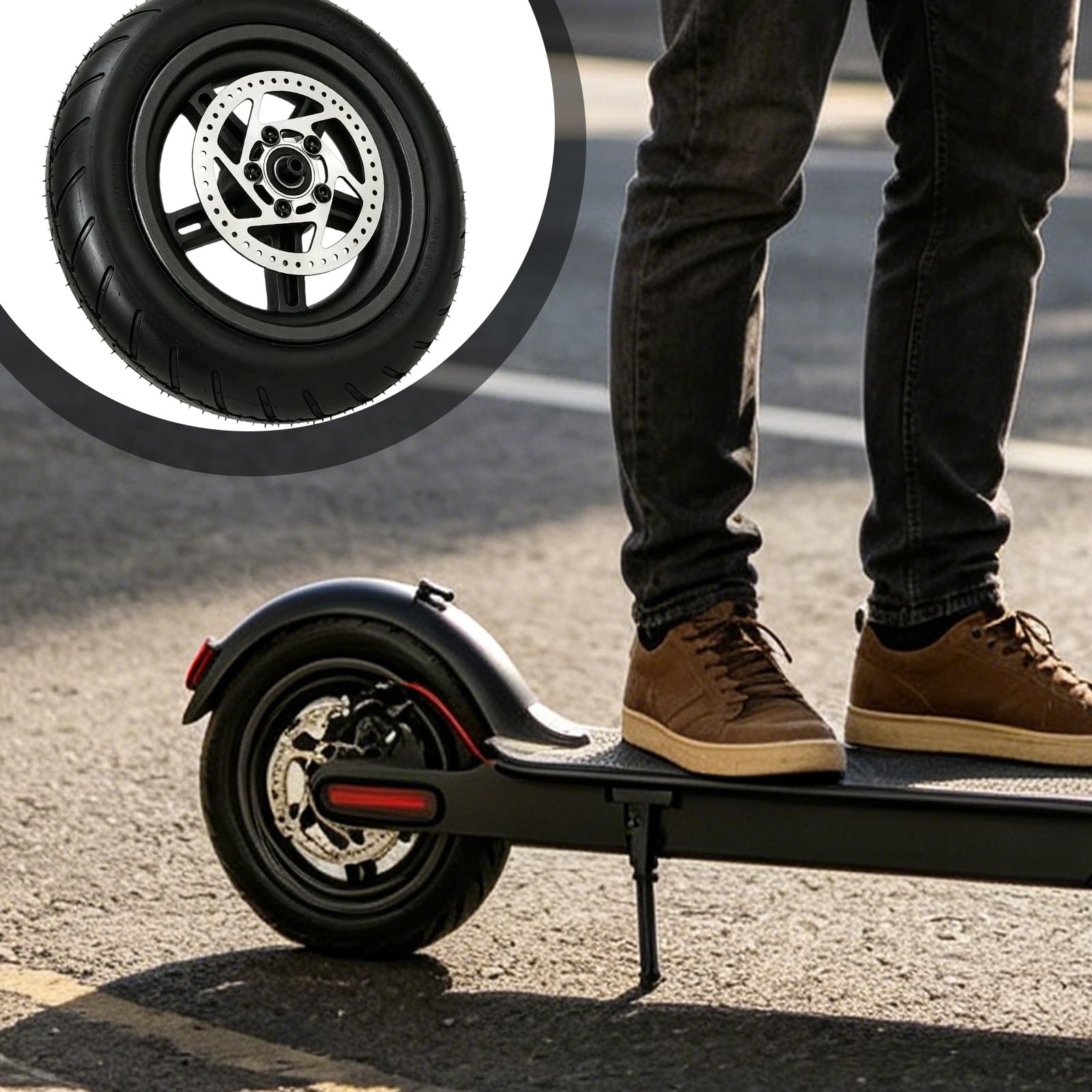 Roue arrière de trottinette électrique 8,5 pouces, pneus gonflables avec frein à disque de 110 mm, robuste et fiable, anti-crevaison et résistant à l'abrasion pour Xiaomi M365/1S/Lite