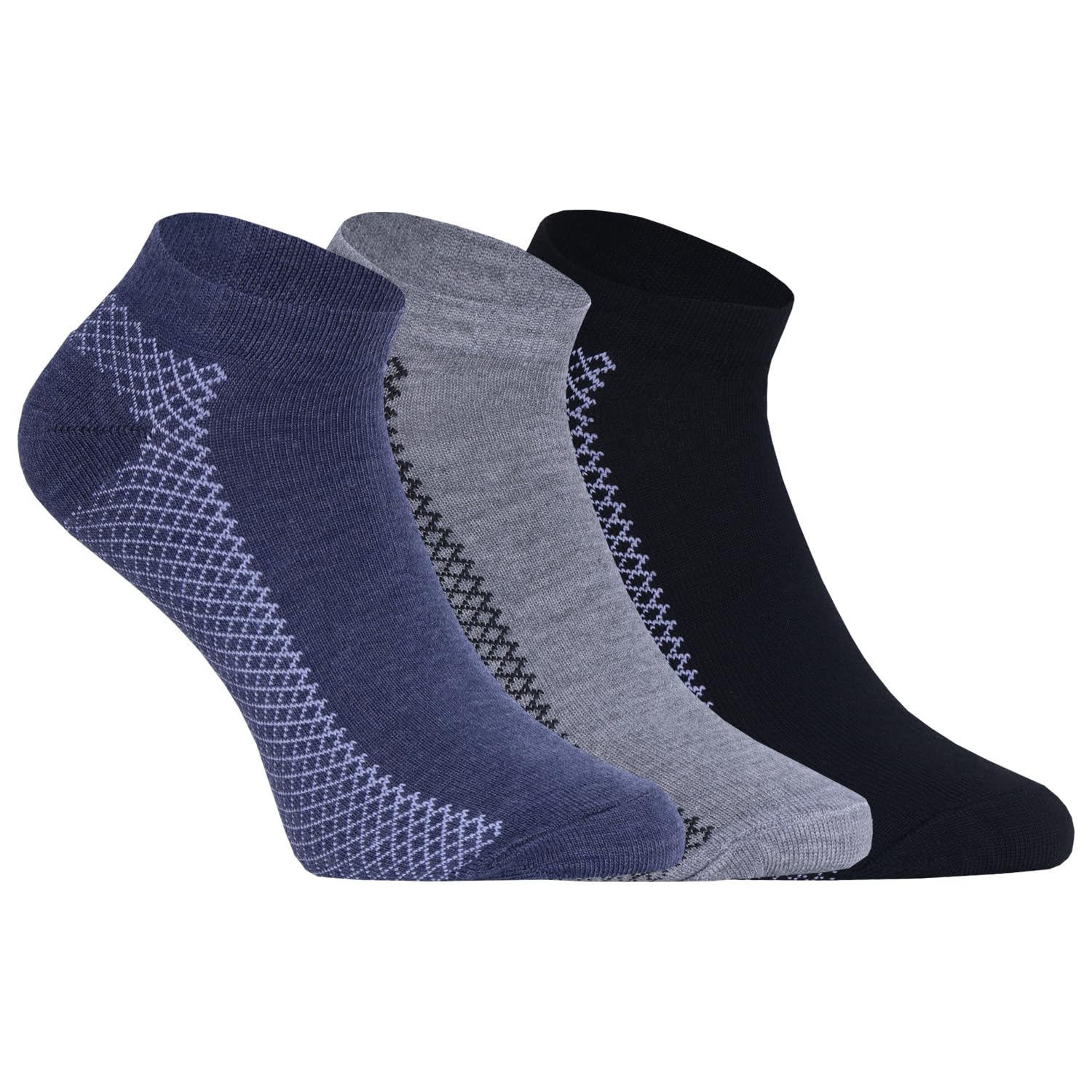 Men's Ankle Length Socks I Combed Cotton Stylish Checks Design with Extra Soft I Breathable and Lightweight I Comfortable Free Size Sock for Sports Daily Gym Formal Hiking Casual Wear – 3 Pair