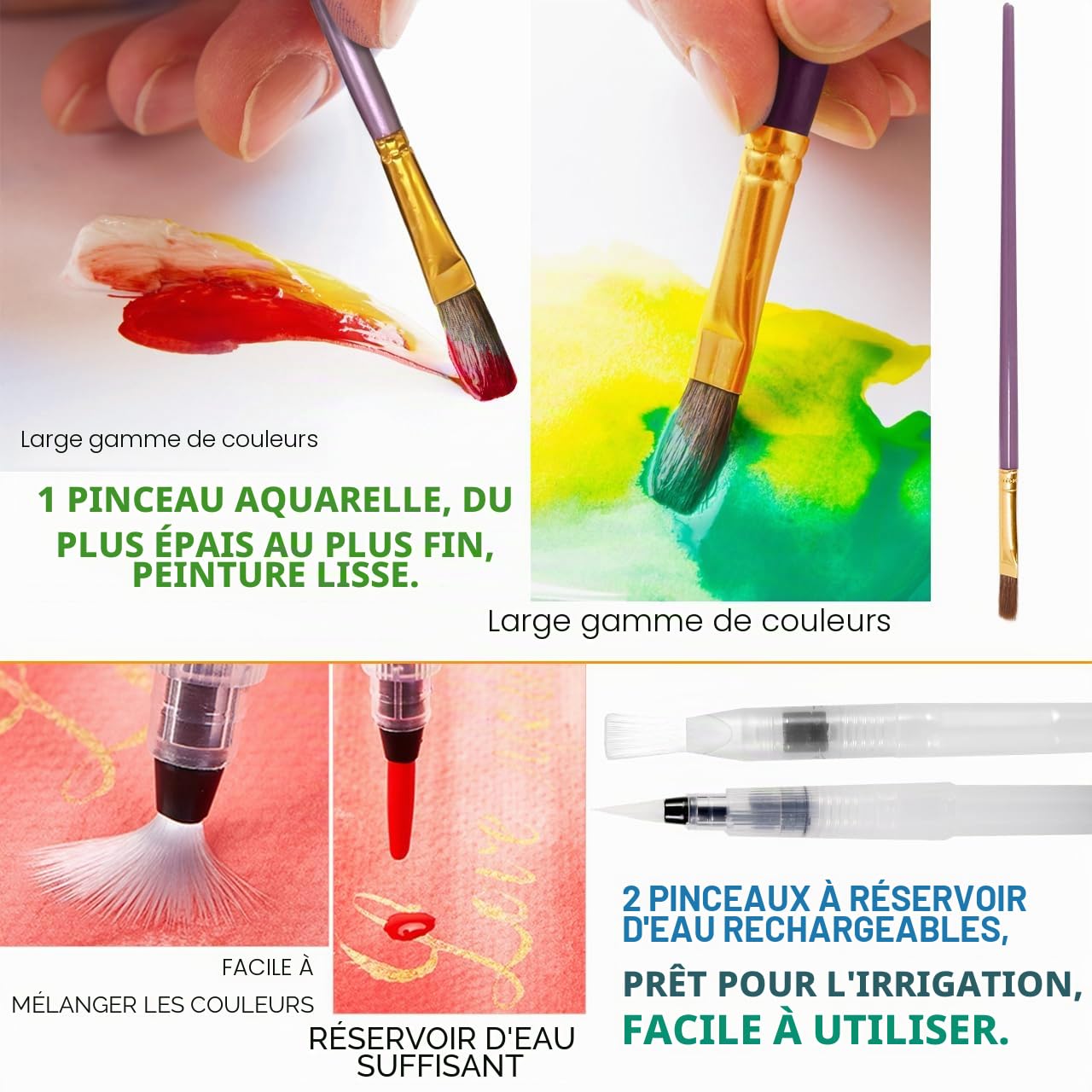 RATEL Ensemble de Peinture à l'Eau Aquarelle 48 Couleurs avec Pinceaux et Papier