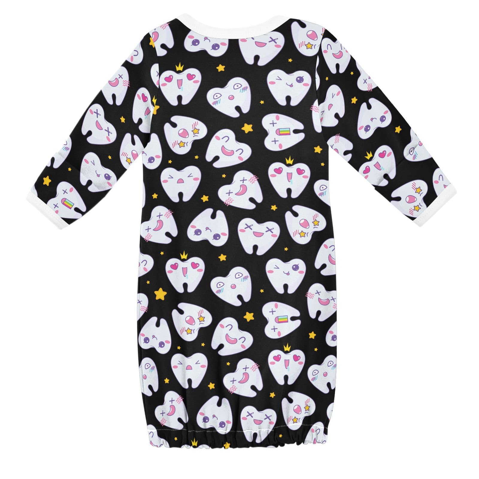 WIFIU Cartoon Cute Teeth Stars Baby Girls Boys Sleeper Gown Cotton Nightgown Long Sleeve, Baby Nightdress Sleeping Clothes for Newborn 0-3 Months Multicolor