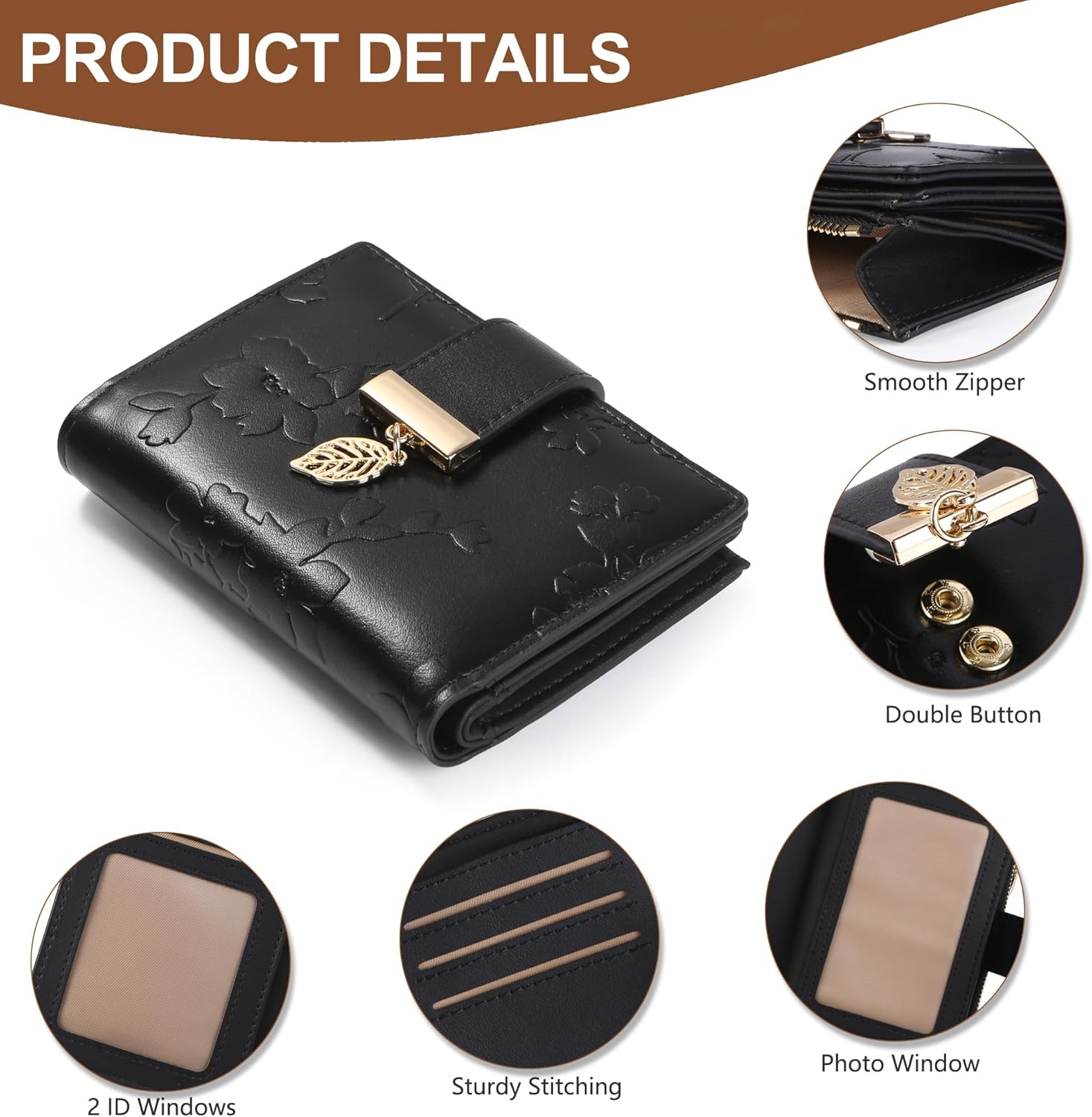 Small Wallet Women RFID Blocking Leather Bifold Wallet Credit Card Holder for Women Ladies Compact Wallet Mini Purse With Zipper Pocket - Image 3