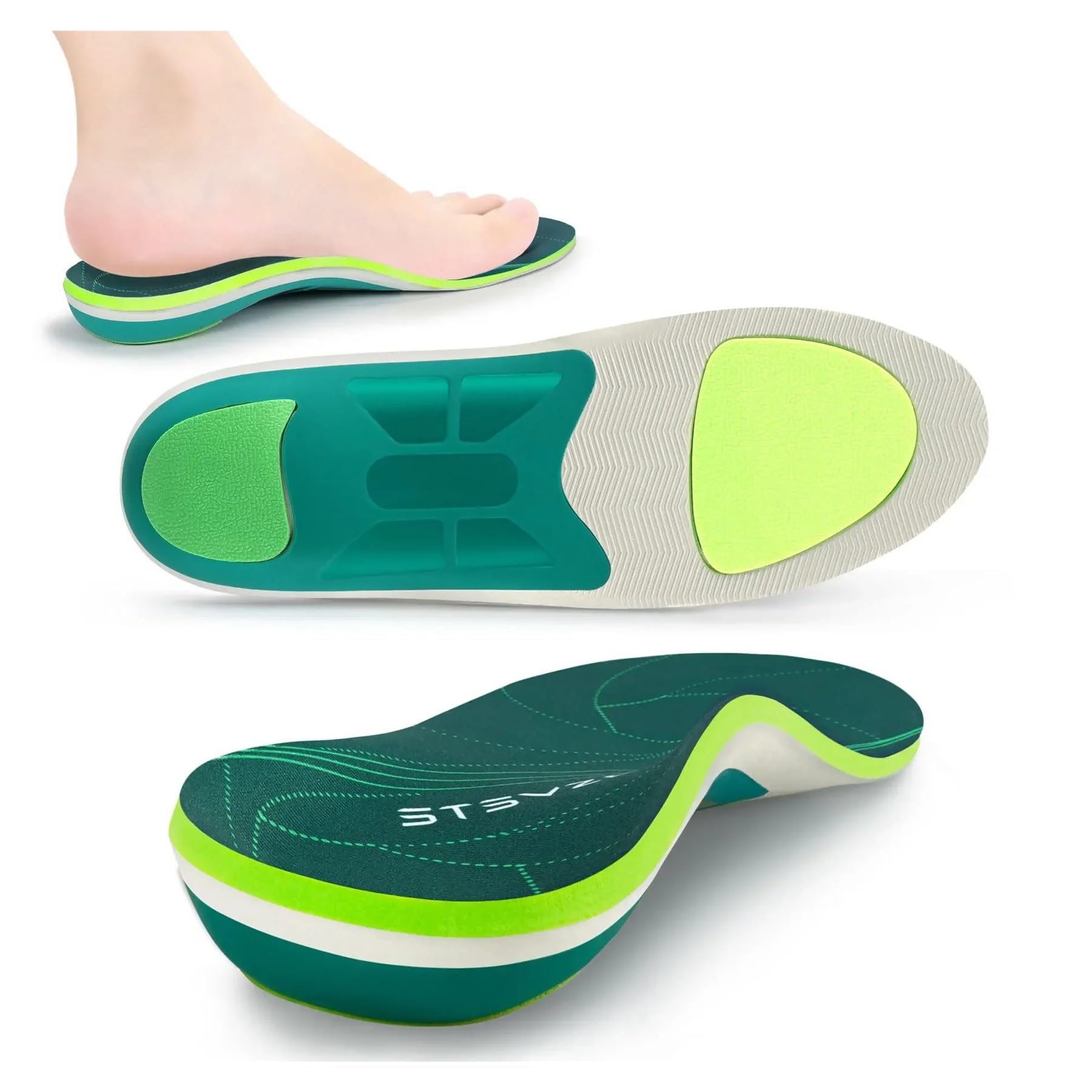 Plantilla deportiva ortopédica for fascitis Plantar, Zapatillas for hombre y mujer, Plantillas ortopédicas con soporte for alto for pies planos, Plantillas con suela de inserción(203 green,EU(38)-240M