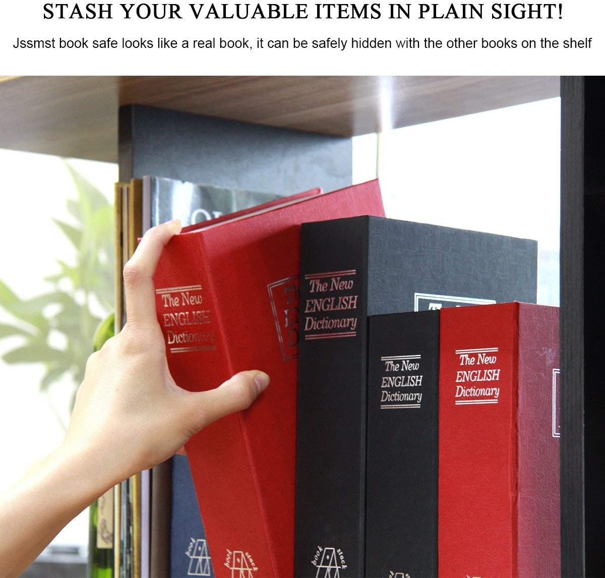 Book Safe with Key Lock – Jssmst Home Dictionary Diversion Safe Lock Box Safe Metal Box, Red Large, SM-BS004BL : Everything Else