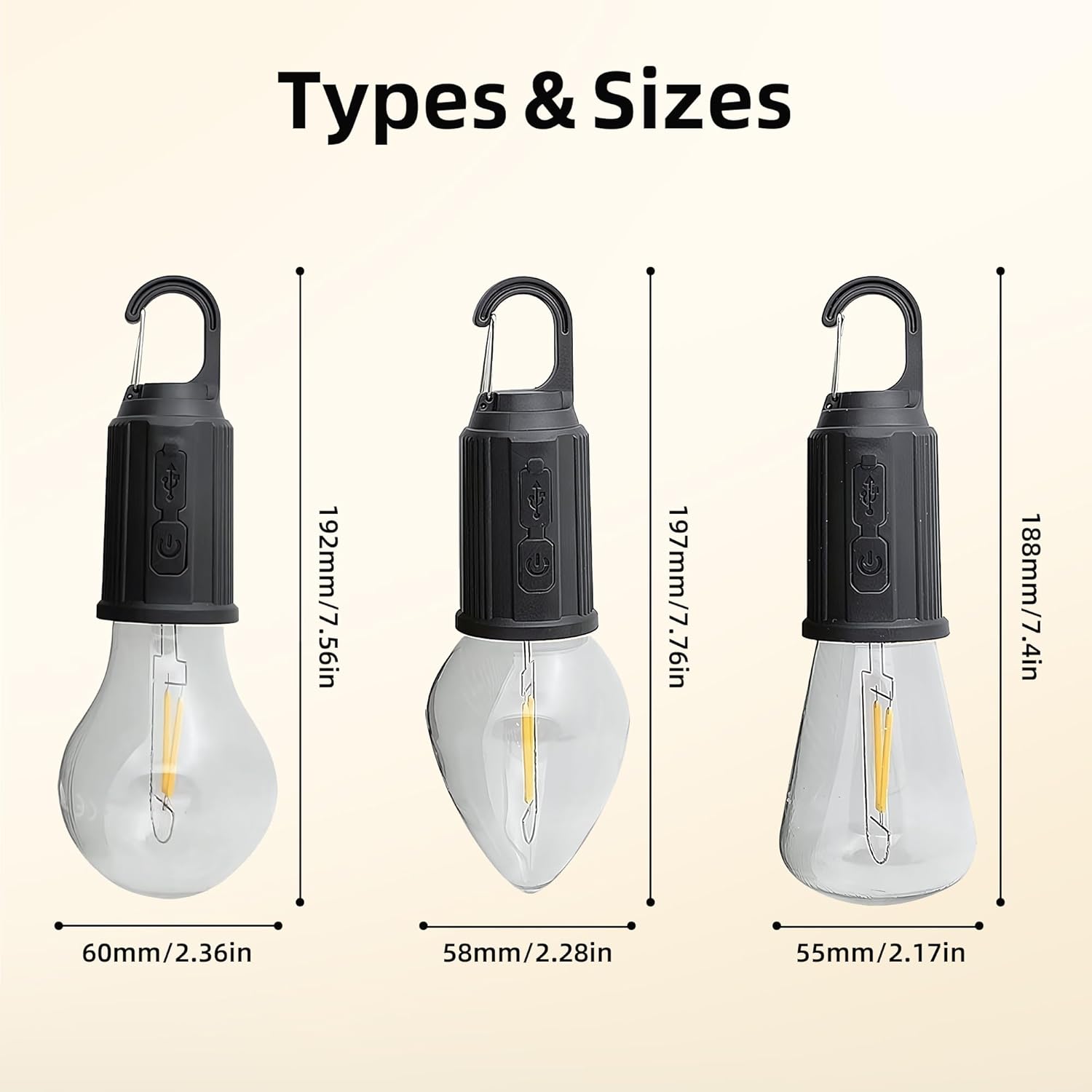 Solar-Powered Camping Light, Rechargeable Camping Light, Garden Ambience Light, Tent-Dedicated Light, Waterproof Lighting, Light-Sensitive Outdoor Lighting (5 Pcs) (Tapered)