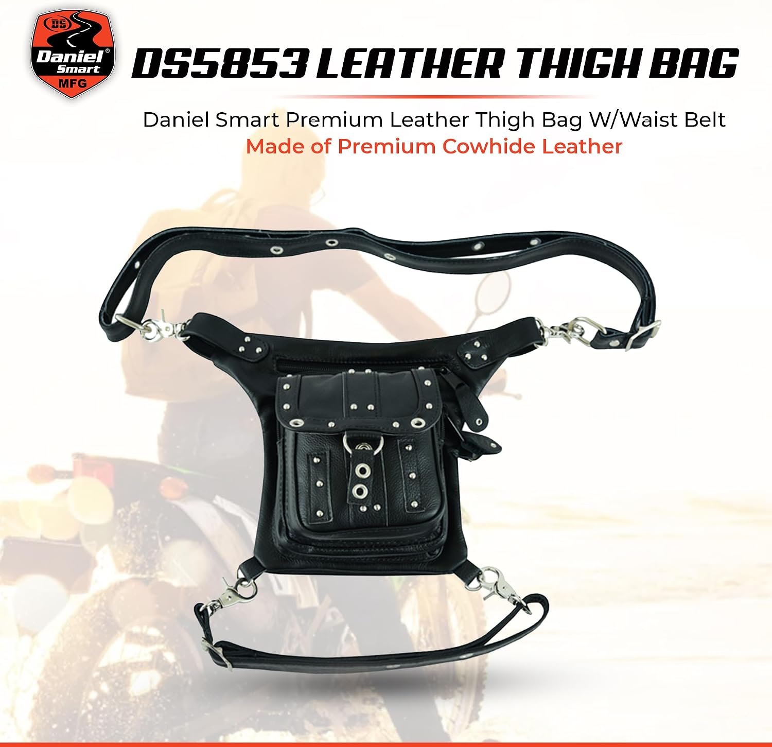 Daniel Smart Thigh & Waist Belt Bag - Versatile Storage Shoulder Bag with Durable & Lightweight Perfect for Daily Use Black