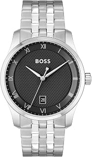 BOSS Men's Analog Quartz Watch PRINCIPLE Collection with Leather or Stainless Steel Band, Available in Black, Brown, Blue, Green and Grey
