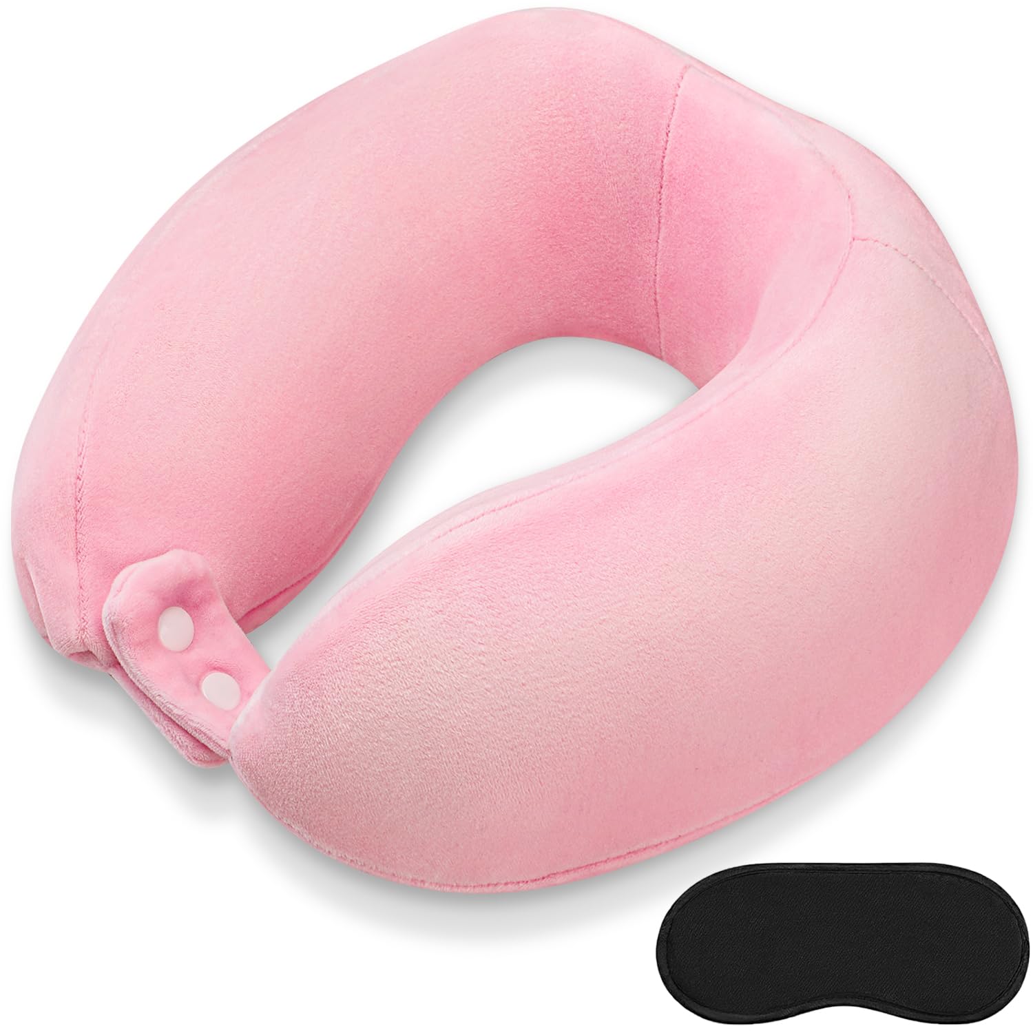 Feufoam Pink Travel Neck Pillow Travel Pillows Portable Memory Foam Travel Pillow Adjustable U-Shaped Suitable For Sleeping Airplane Camping Train Car Office Rest