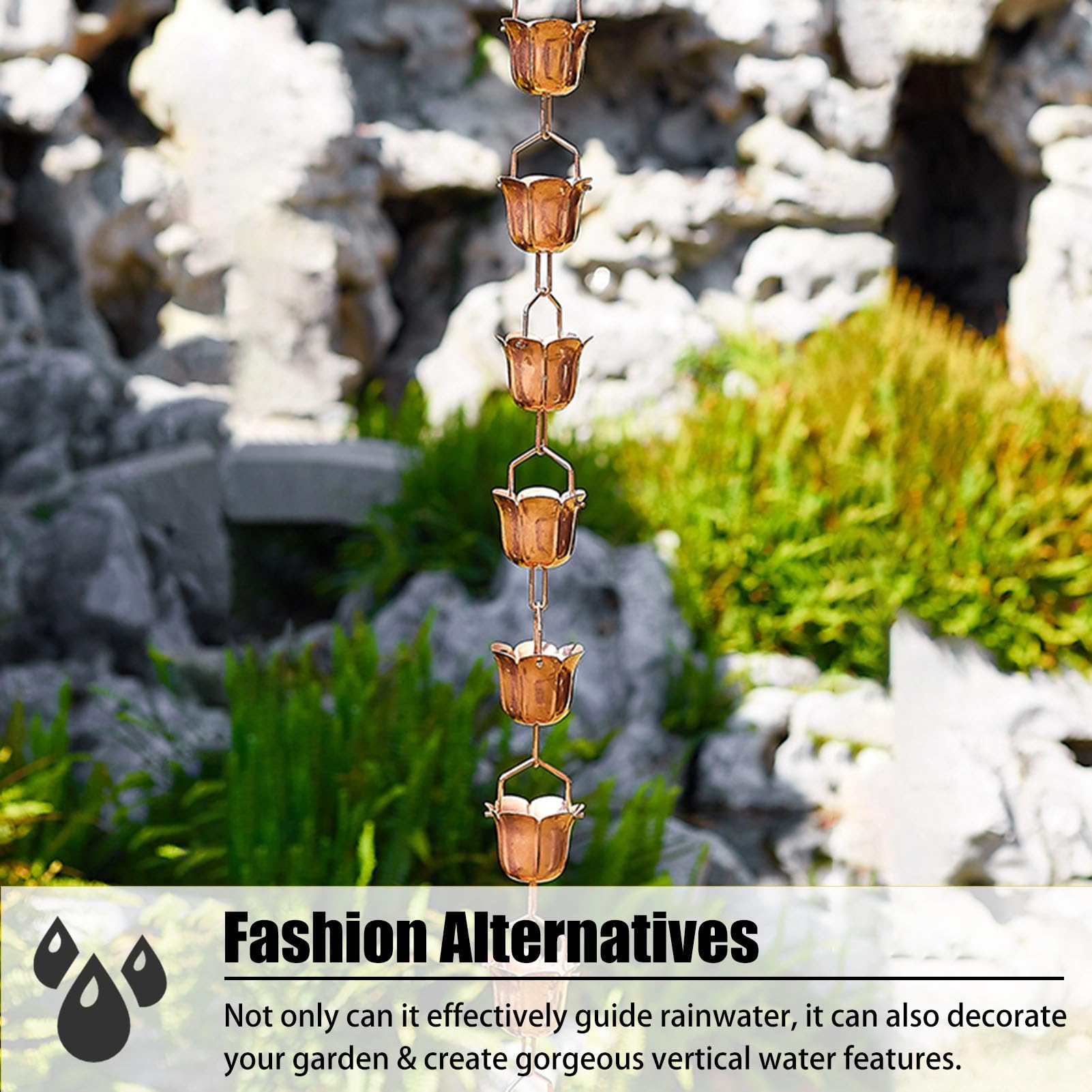 Dekorative Metall-Regenkette 2,6 M - Schöne Alternative Zum Fallrohr Für Garten & Terrasse