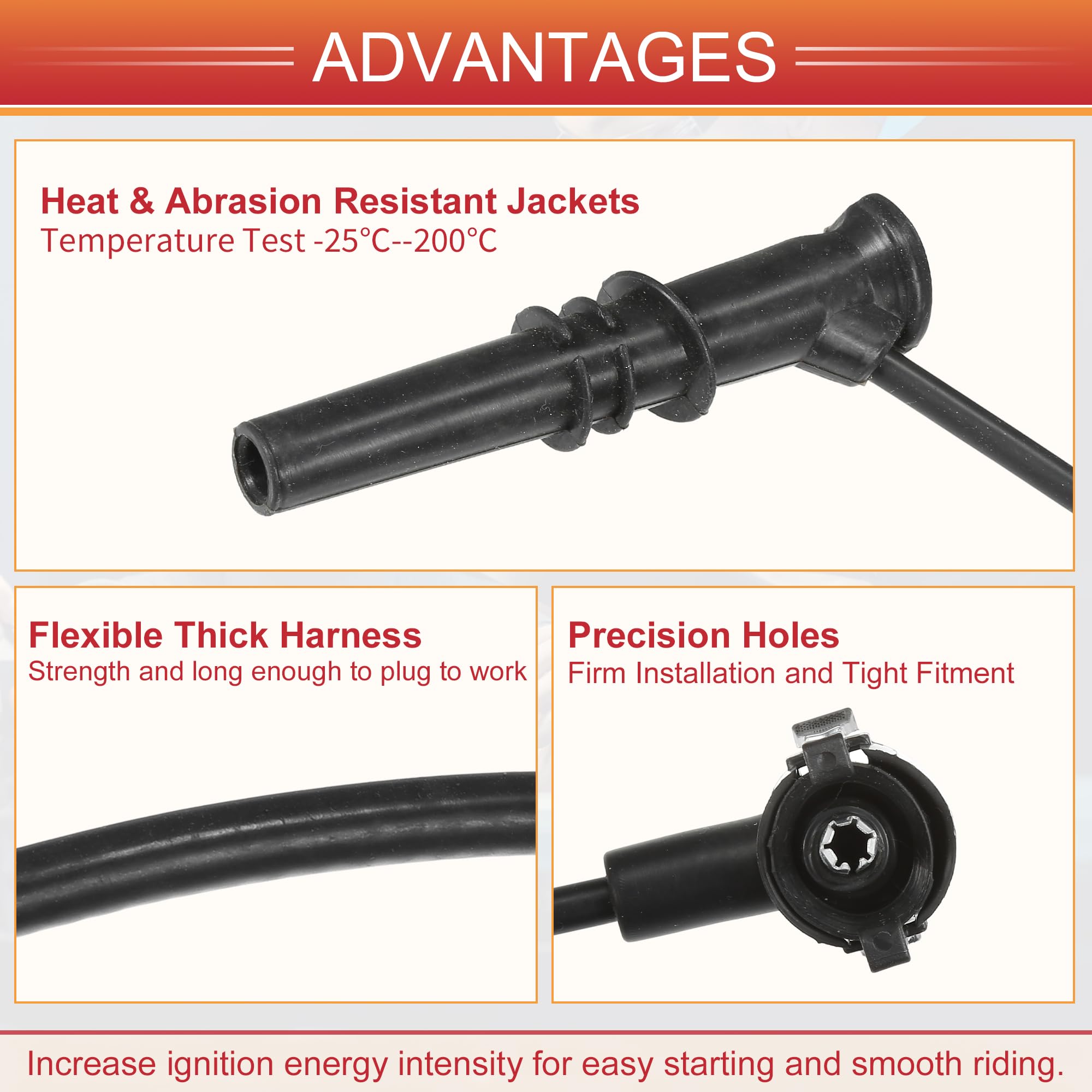 QUARKZMAN Cavi Bobina Accensione Candele per Auto, 7mm, Adatti per Ford F-150 F-250 Expedition V8 4.6L No.F8PZ12259LA - Confezione da 8
