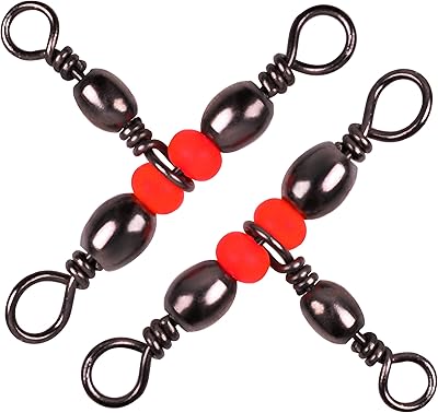 T-Shape Three 3 Way Fishing Swivel Brass Barrel Triple Swivel Cross Line Fishing Tackle Line Connectors Tangle Free Tackle Equipment Size 20-100 lbs Pack of 50pcs (50pcs 4 * 6)