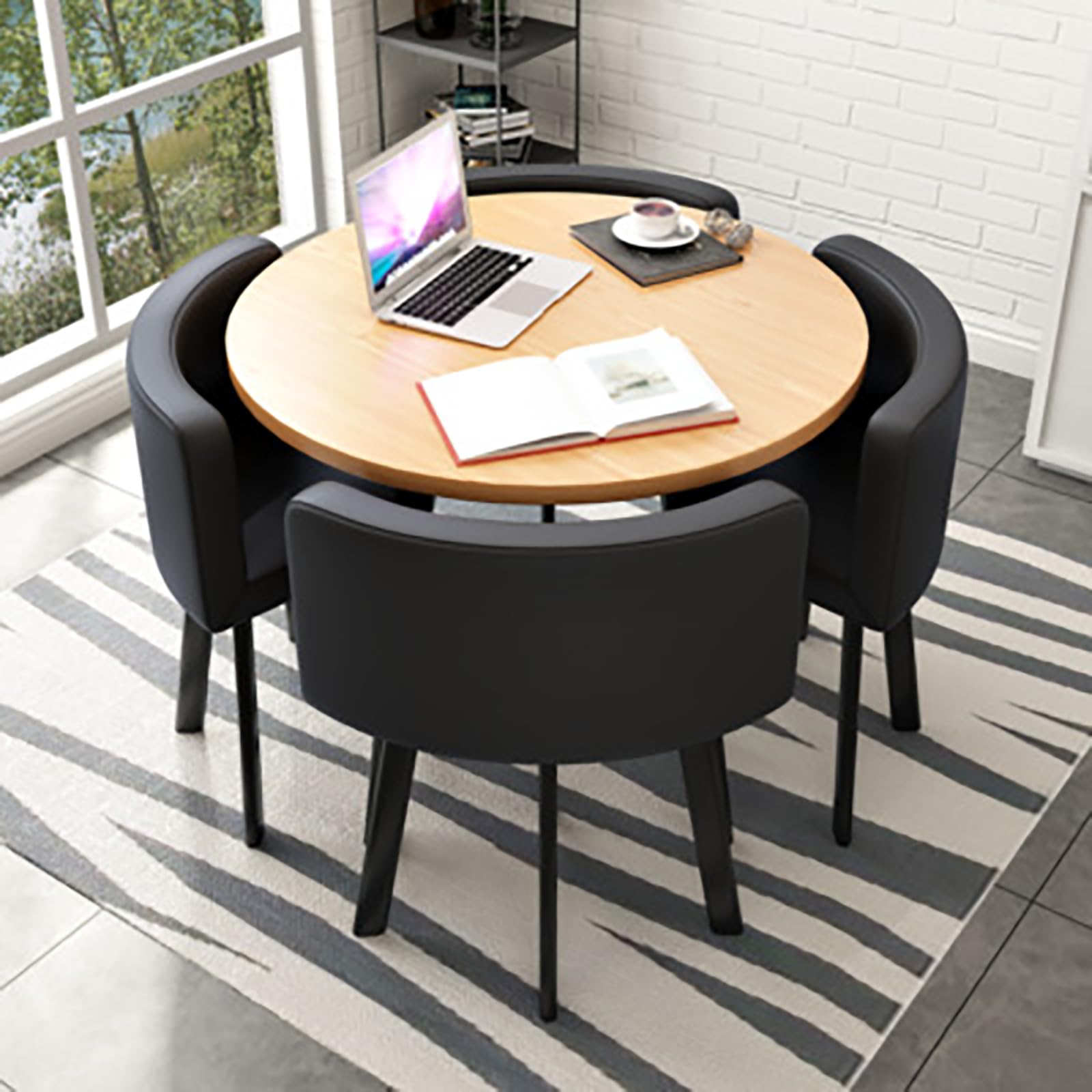 AYCDL Round Modern Dining Table Set for 4 35.4" x 29.5",#25-70 * 75cm/27.5 * 29.5in