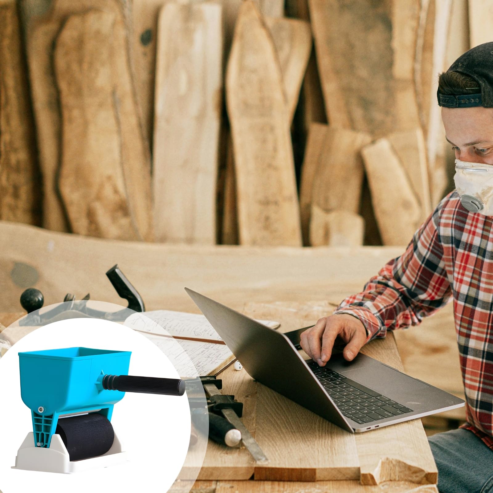 Holzleim-Applikator, 6 Zoll verstellbare Leimrolle, manueller Handauftrag für Holzarbeiten, mit Leimwanne und Griff, geeignet für Möbelwerkstätten und Fabriken