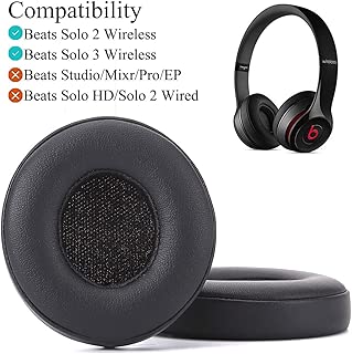 Beats Solo 2 & 3 Earpad Replacement, Krone Kalpasmos Ear Cushions for Beats Solo 2 & 3 Wireless On-Ear Headphones, Beats Solo Headset by Dr. Dre Super Soft Protein Leather Memory Foam Ear Pads - coolthings.us