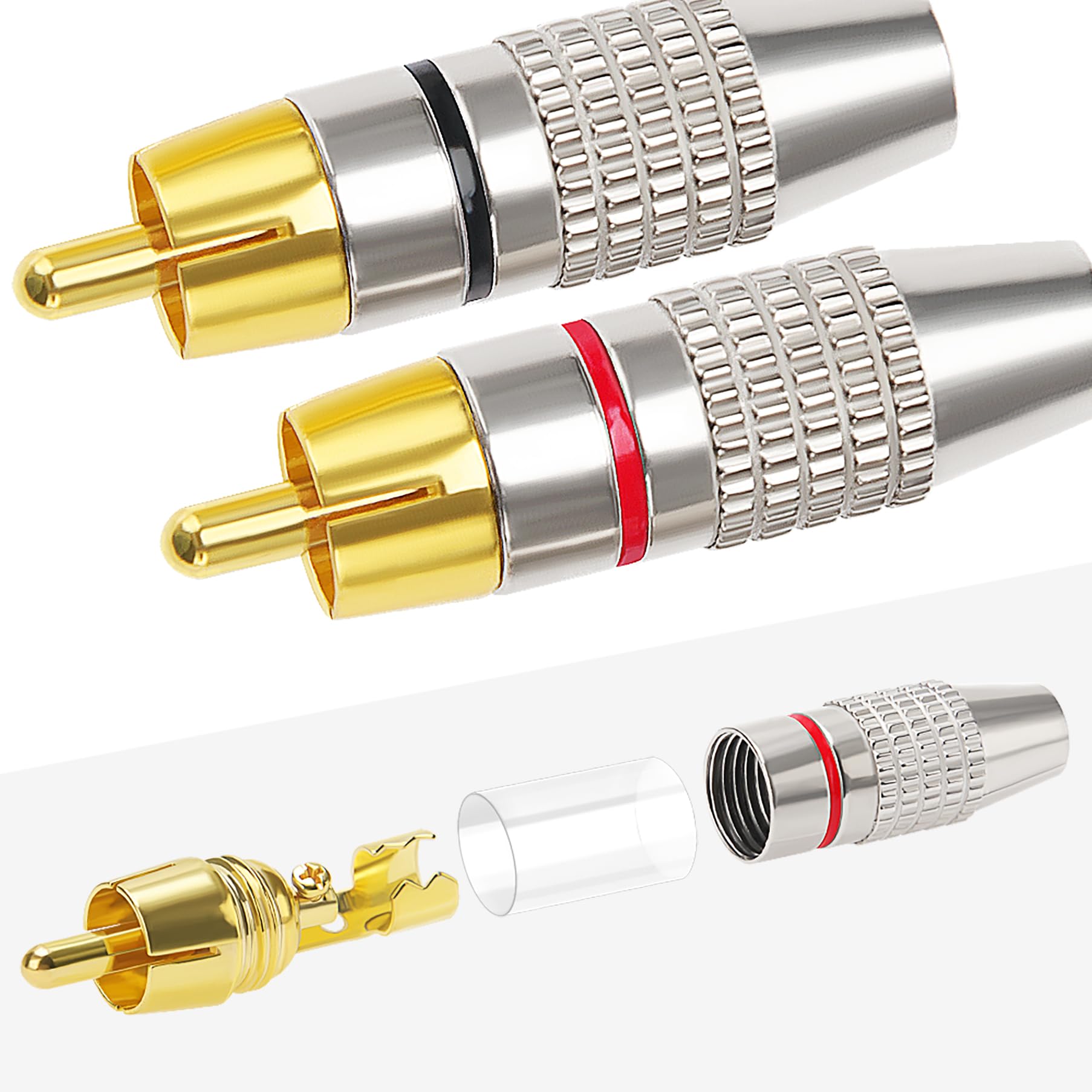 20 Connettori RCA Maschio Placcati Oro - Per Audio/Video, Senza Saldatura, Multimediali E CCTV - Foto 10