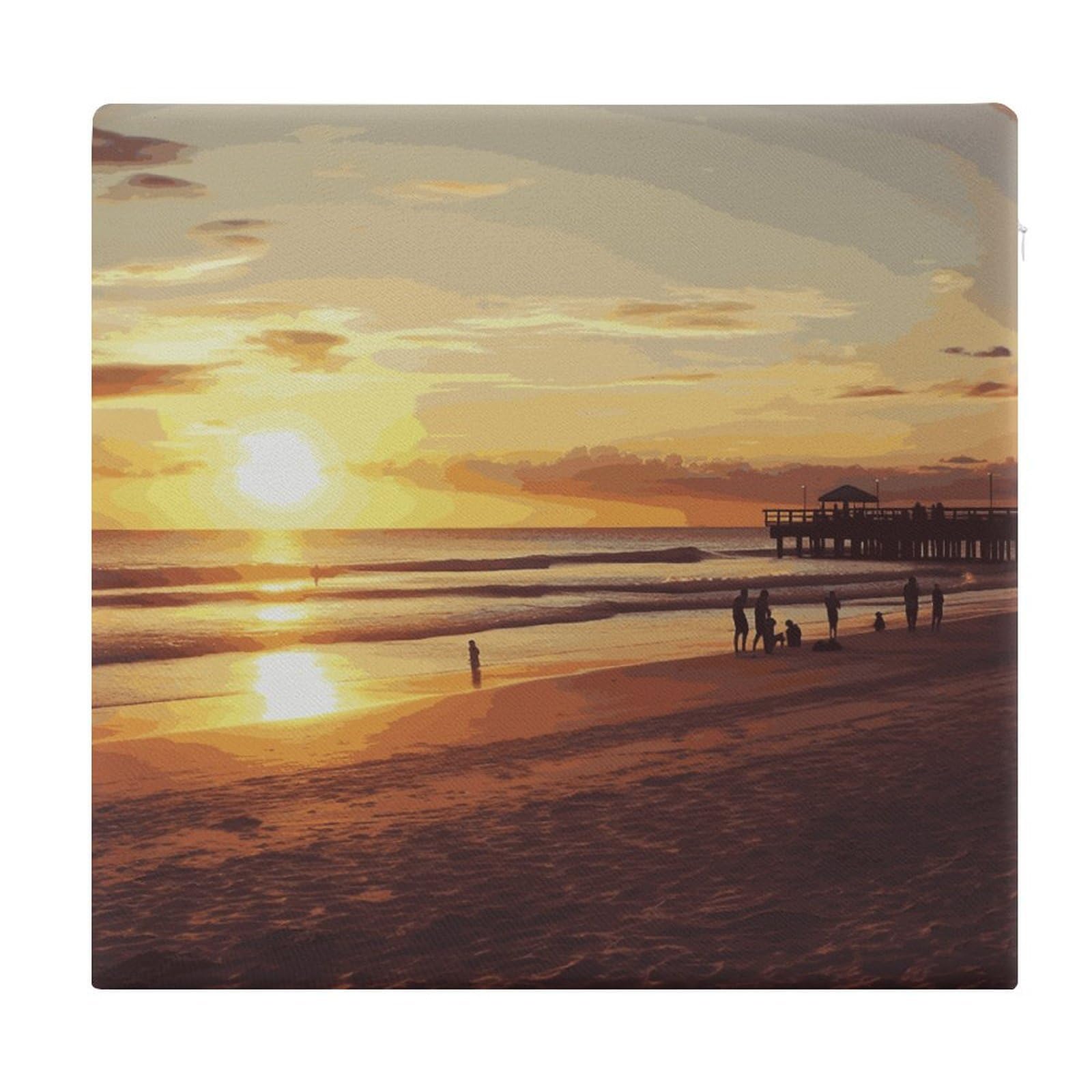 LDGSUPH Sunset Beach Seat Cushions for Office Chair Square Cushions Soft Floor Cushions Comfortable Sofa Cushions Memory Foam Chair Pads