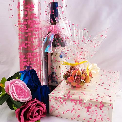 Miniatura 16 de CMFYHM Rollo de celofán transparente (34 pulgadas x 120 pies) de celofán de lunares dorados de 3 mil, rollo de papel de celofán para regalo, cestas